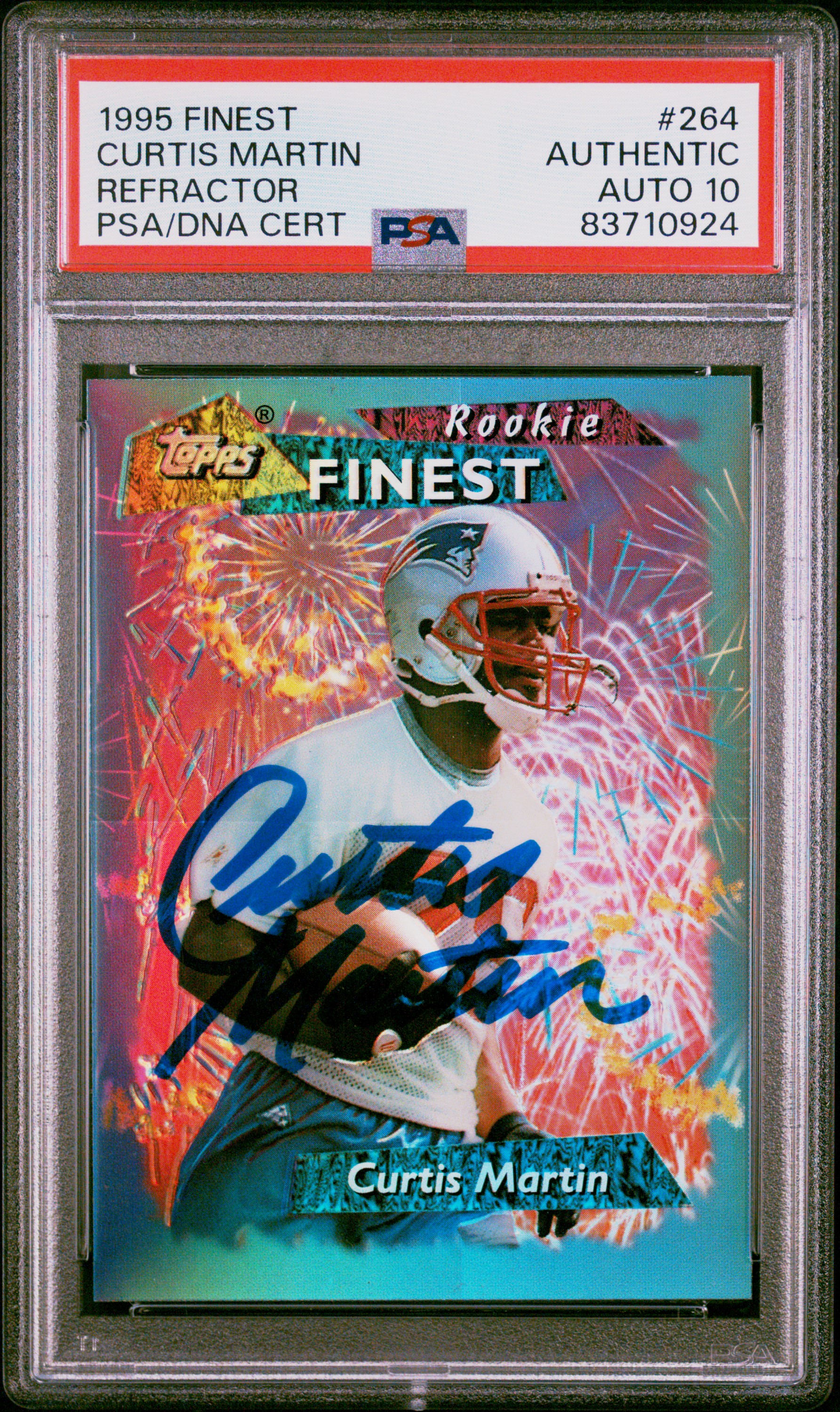 Curtis Martin 1995 Topps Finest Refractor Rookie Card #264 Auto Graded PSA 10