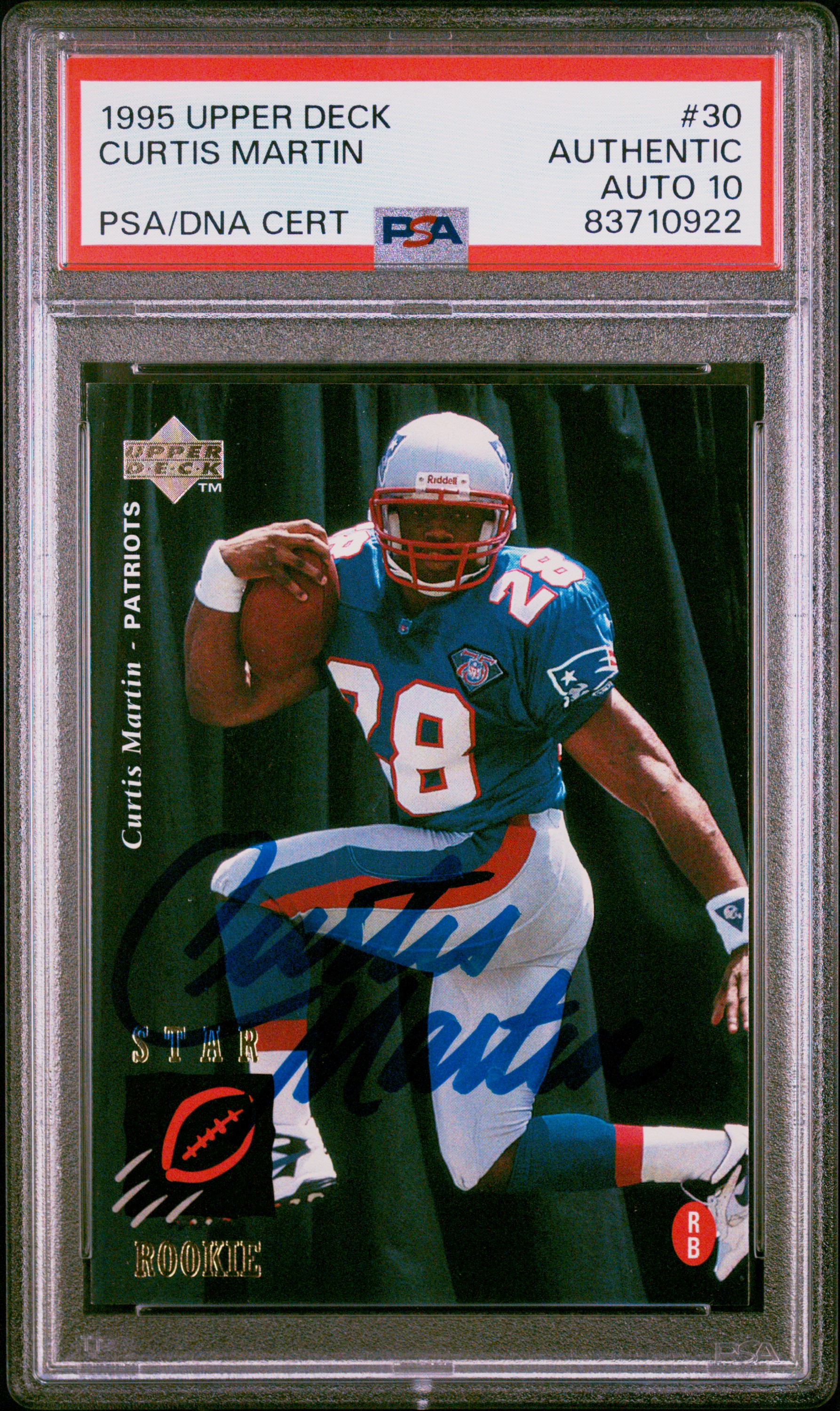 Curtis Martin 1995 Upper Deck Signed Rookie Card #30 Auto Graded PSA 10 83710922