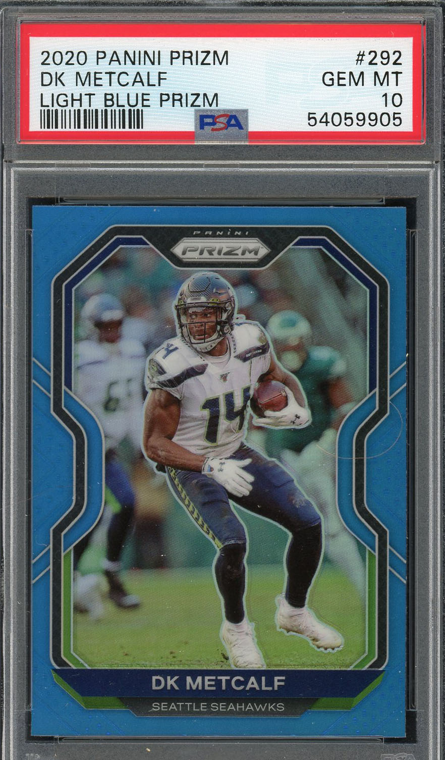 DK Metcalf Panini Light Blue Prizm 2020 Football Card #292 Graded PSA 10 GEM MINT