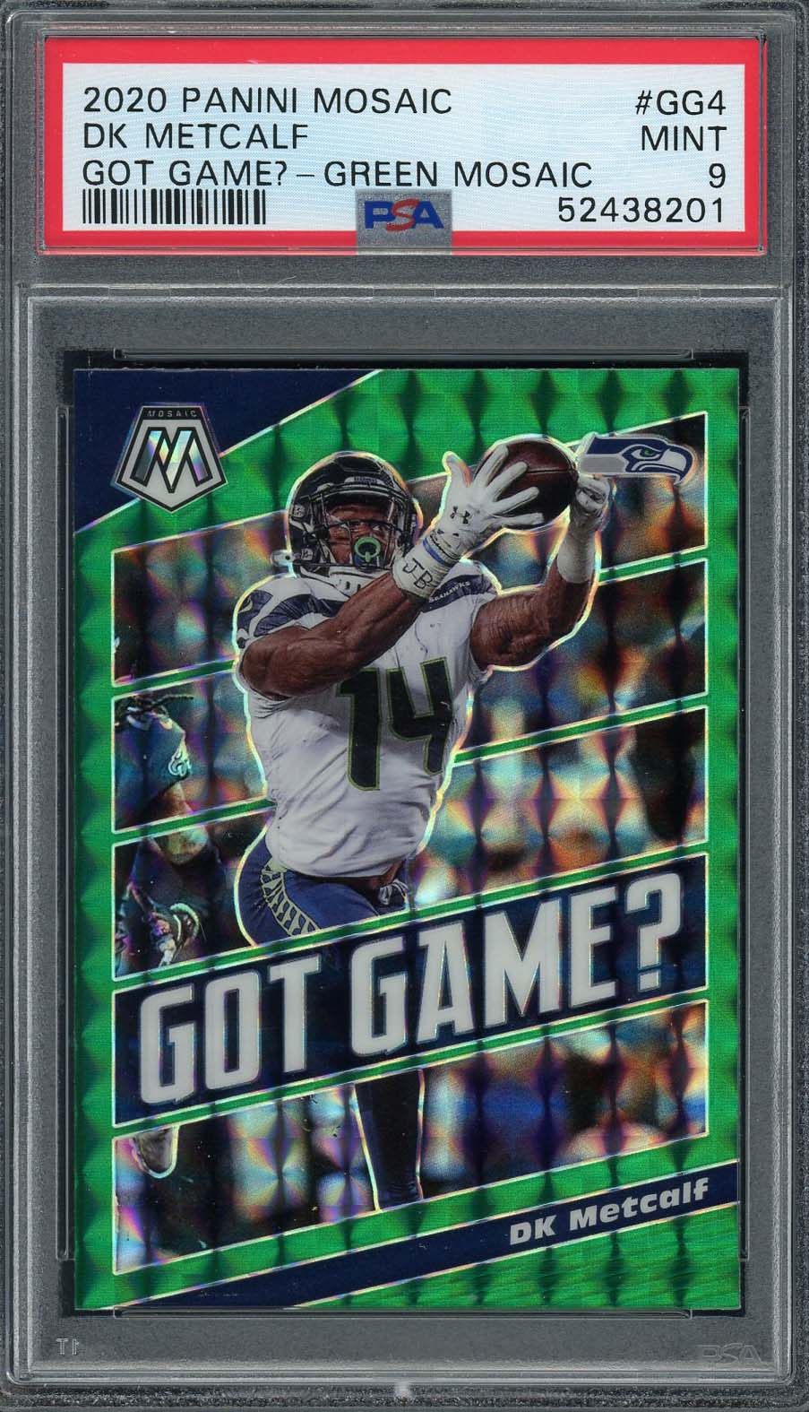 DK Metcalf 2020 Panini Mosaic Got Game? Green Mosaic Card #GG4 PSA 9 DK Metcalf 2020 Panini Mosaic Got Game? Green Mosaic Card #GG4 PSA 9