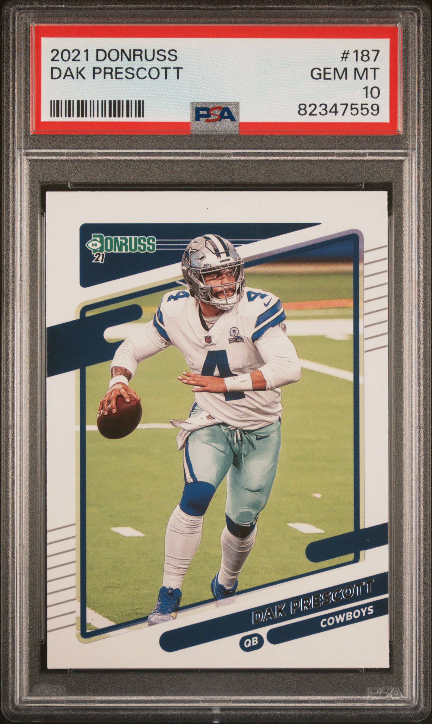Dak Prescott 2021 Panini Donruss Football Card #187 Graded PSA 10