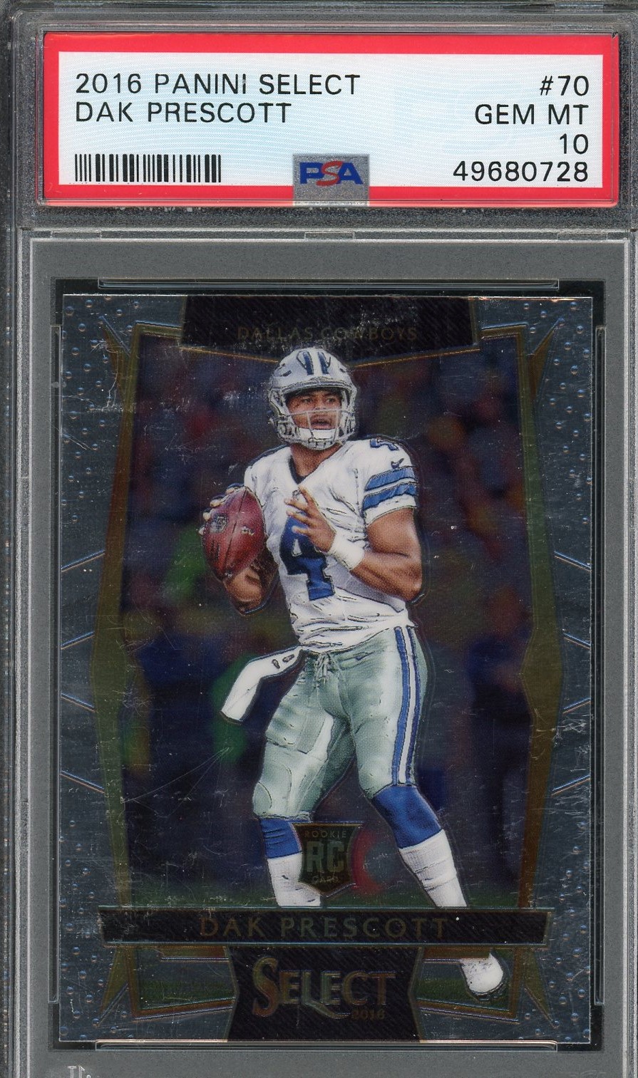 Dak Prescott 2016 Panini Select Football Rookie Card #70 Graded PSA 10