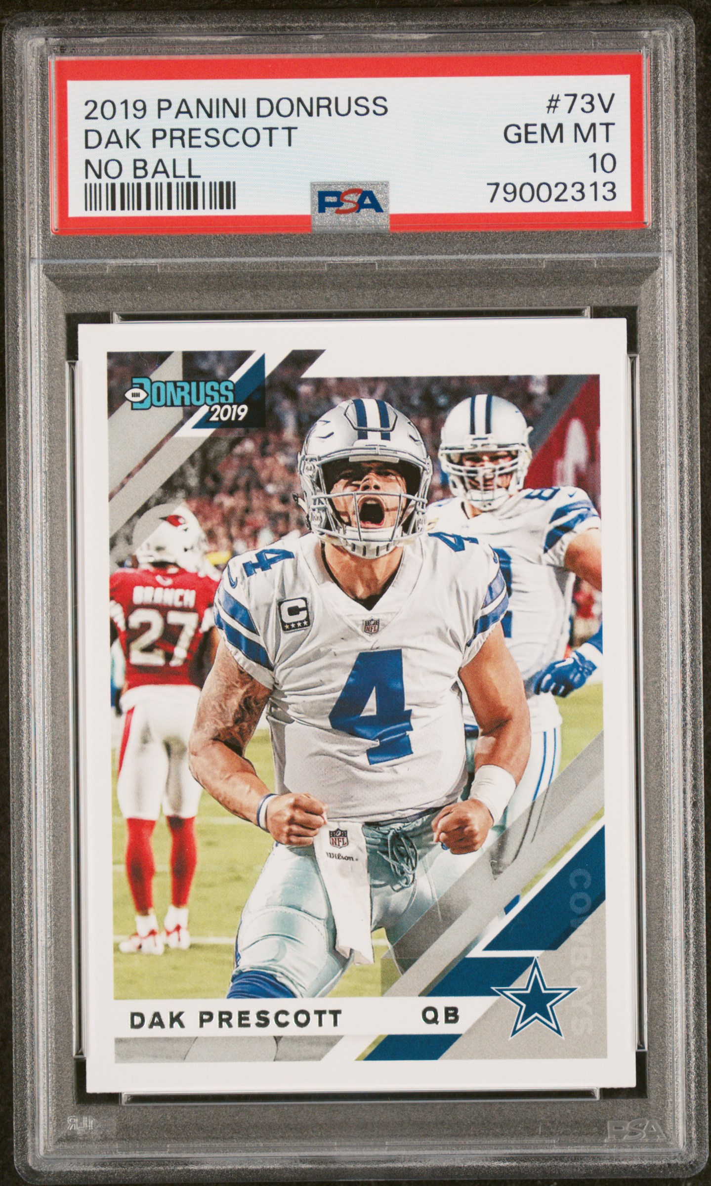 Dak Prescott 2019 Panini Donruss No Ball Football Card #73V Graded PSA 10