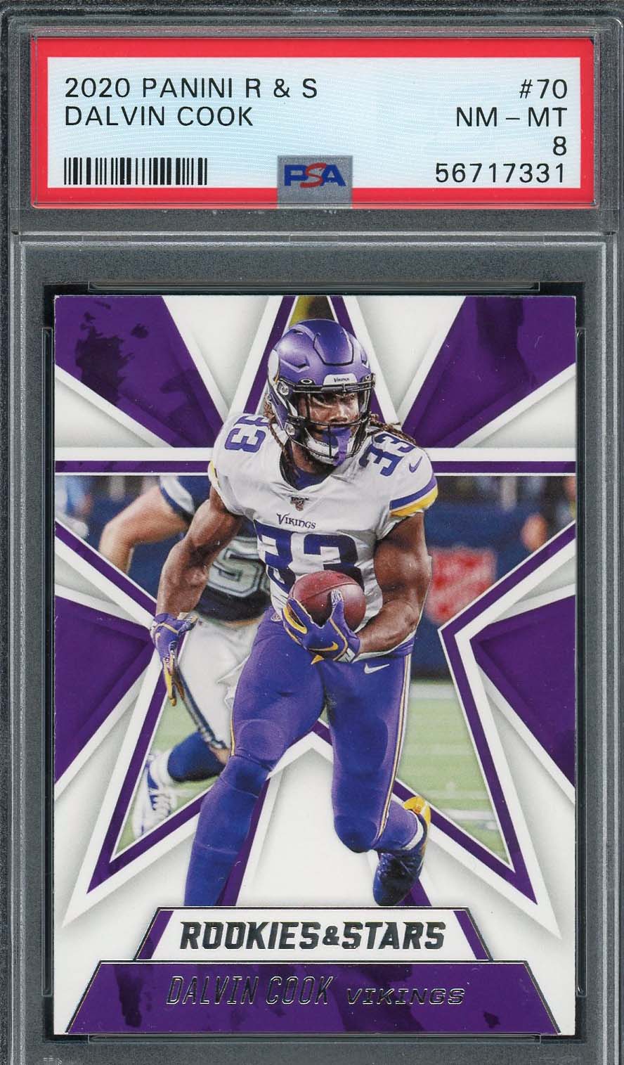 Dalvin Cook 2020 Panini Rookies & Stars Football Card #70 Graded PSA 8