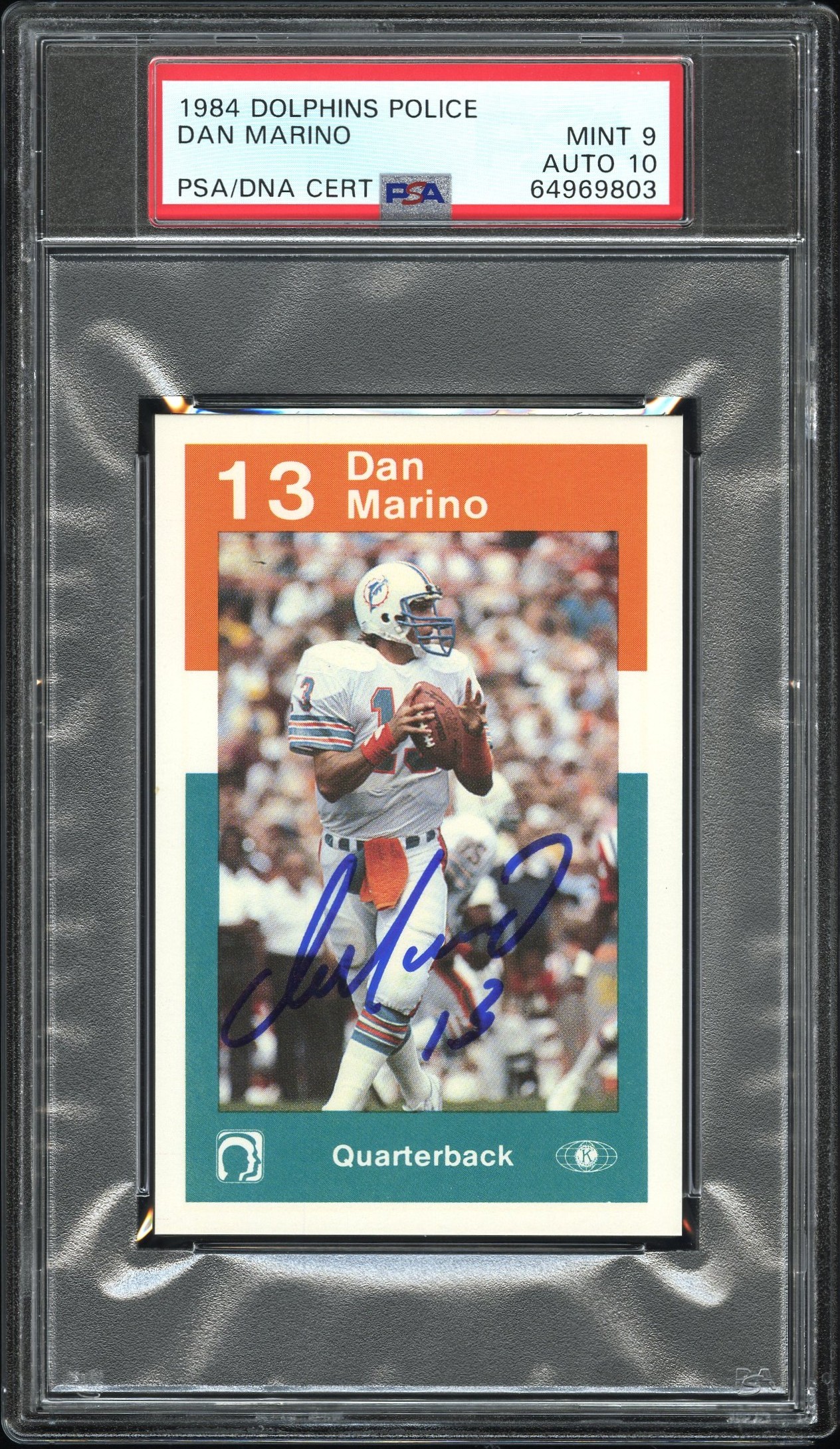 Dan Marino 1984 Dolphins Police Signed Rookie Card Auto Graded PSA 10 64969803