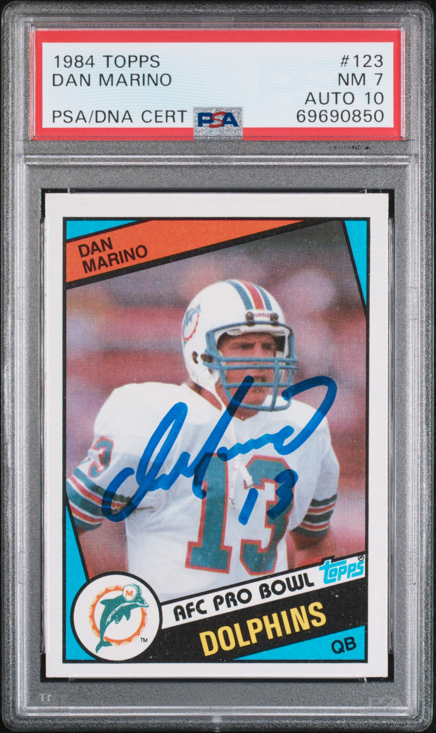 Dan Marino 1984 Topps Signed Rookie Card #123 Auto Graded PSA 10 69690850