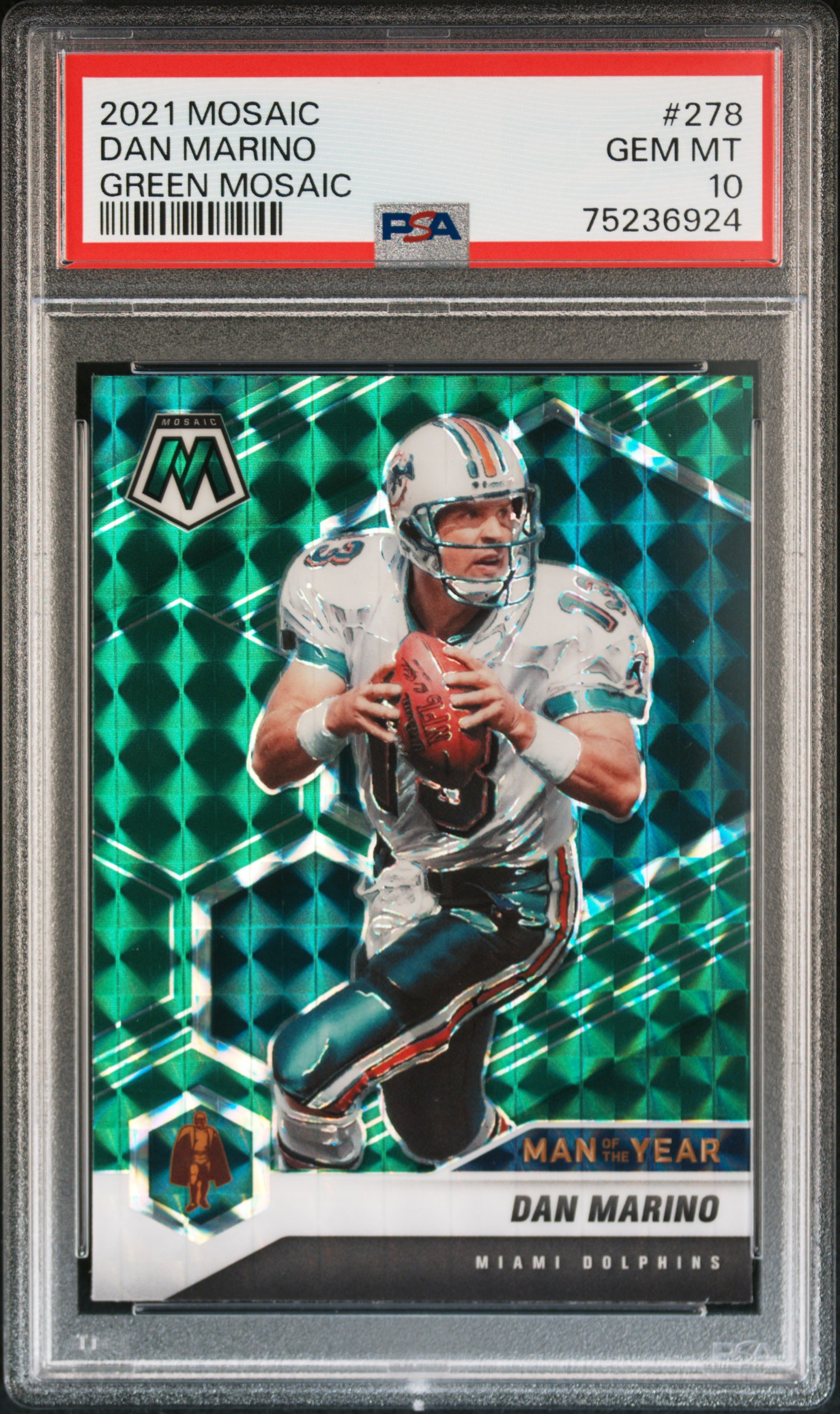 Dan Marino 2021 Panini Green Mosaic Football Card #278 Graded PSA 10