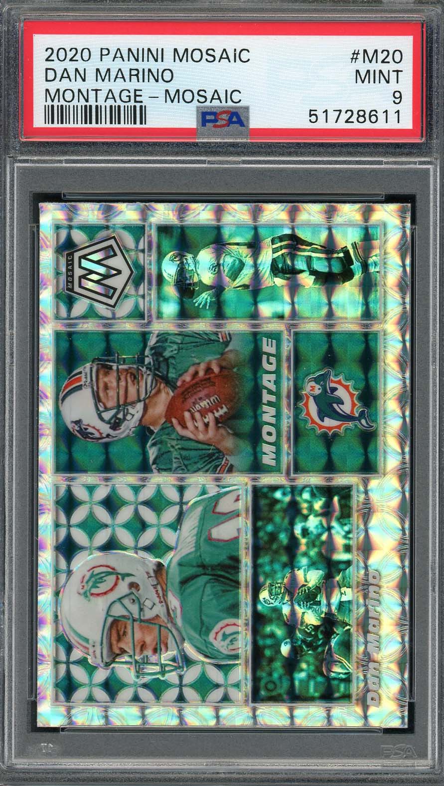 Dan Marino 2020 Panini Mosaic Montage Football Card #M20 Graded PSA 9