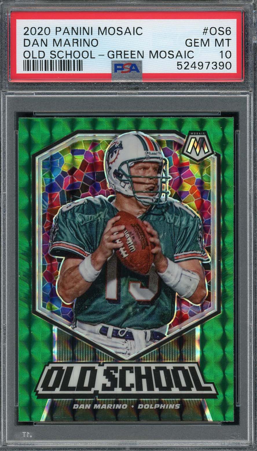 Dan Marino 2020 Panini Mosaic Old School Green Mosaic Football Card #OS6 PSA 10