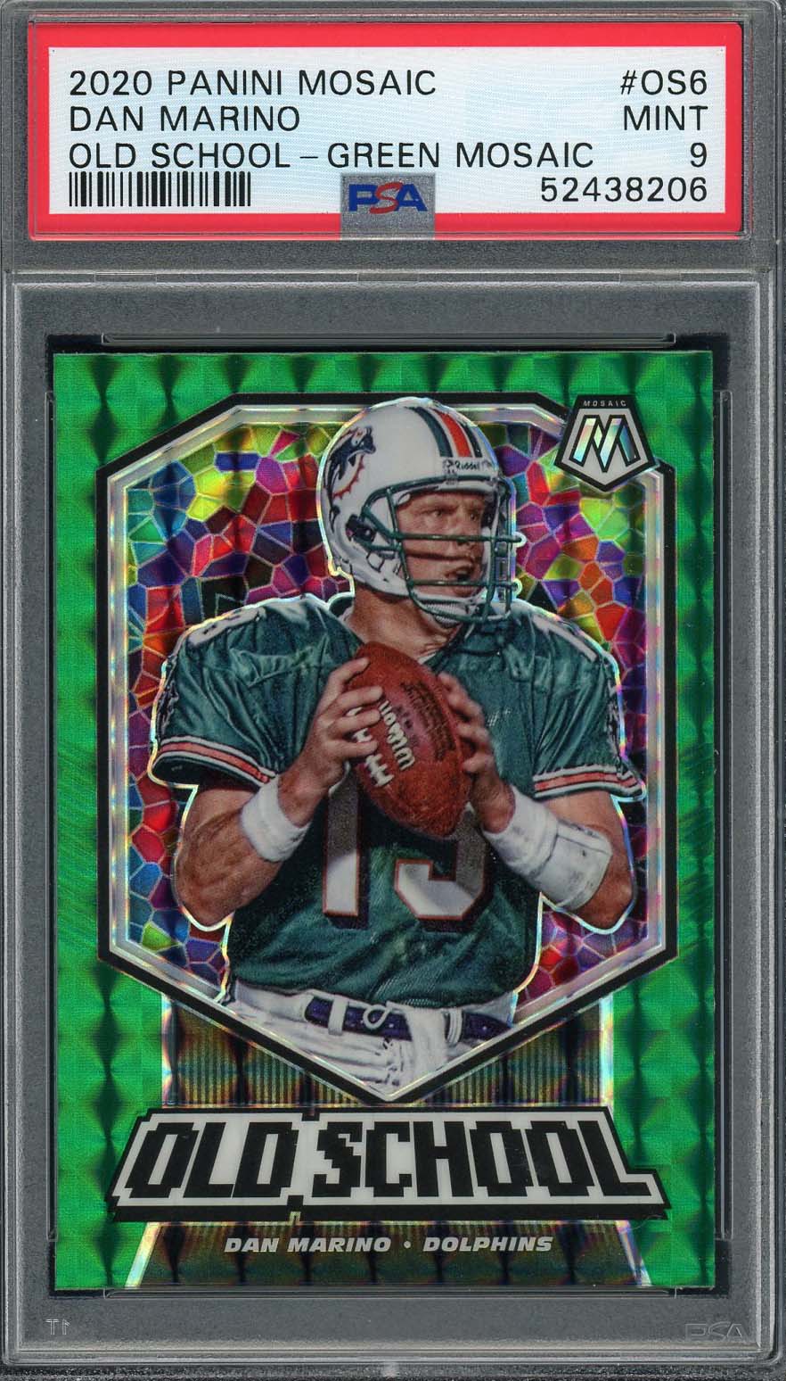 Dan Marino 2020 Panini Mosaic Old School Green Mosaic Card #OS6 PSA 9 Dan Marino 2020 Panini Mosaic Old School Green Mosaic Card #OS6 PSA 9