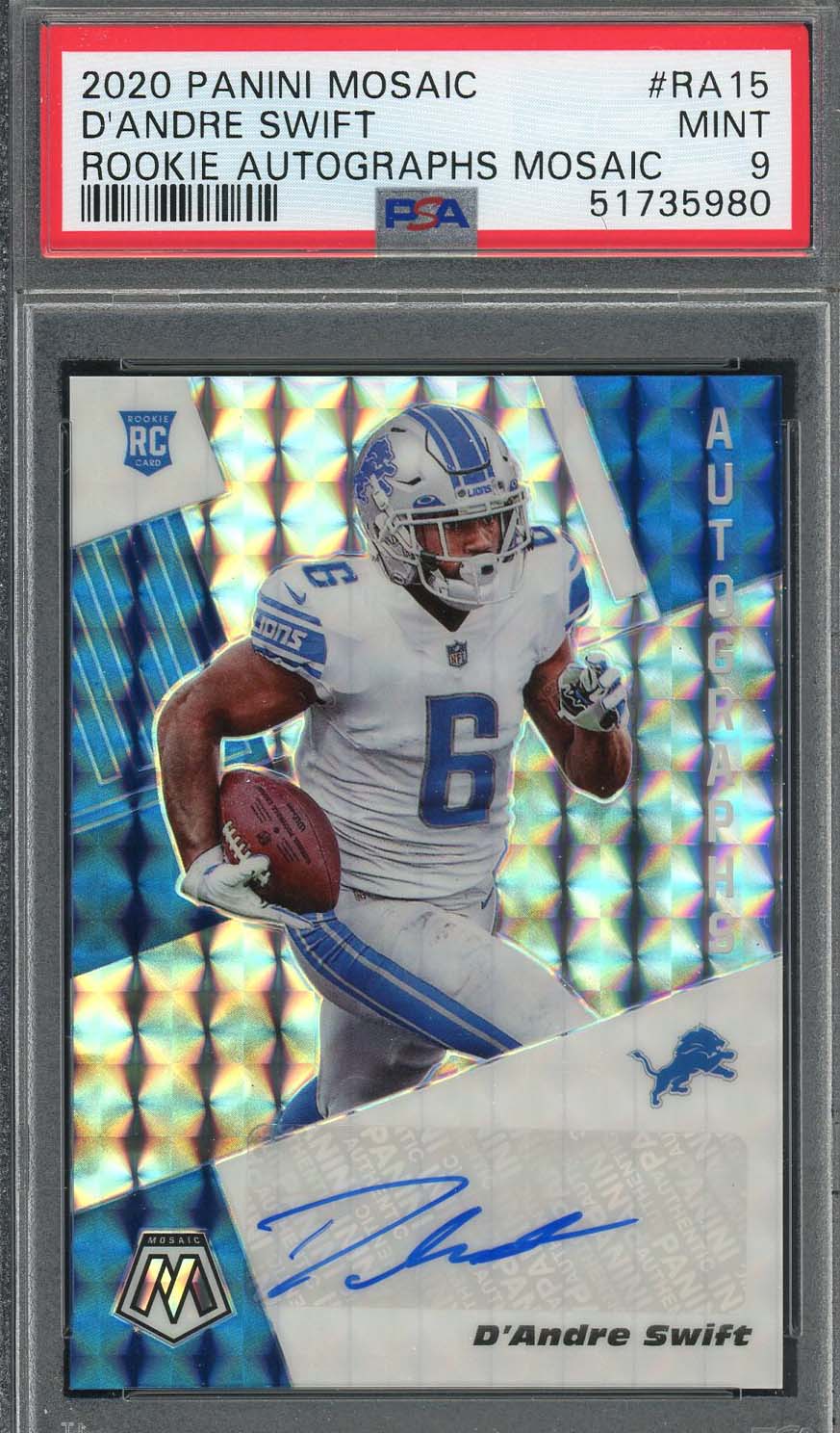 Dendre Swift 2020 Panini Mosaic Rookie Autographs Mosaic Card #RA15 PSA 9 Dendre Swift 2020 Panini Mosaic Rookie Autographs Mosaic Card #RA15 PSA 9