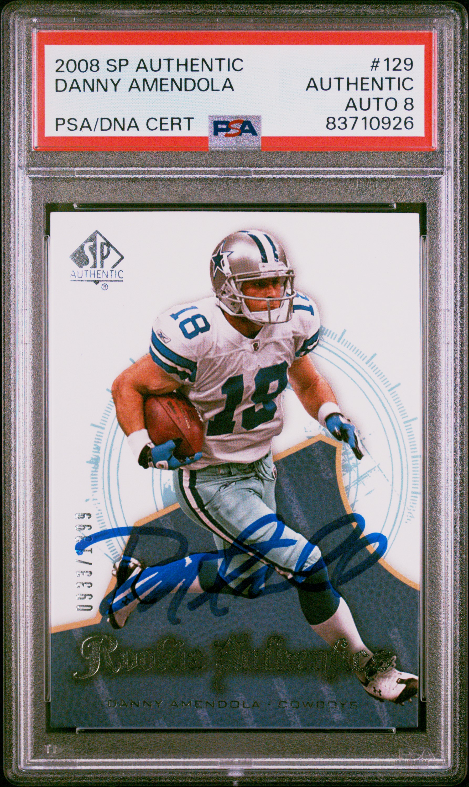 Danny Amendola 2008 SP Authentic Rookie Card #129 Auto Graded PSA 8 933/1399
