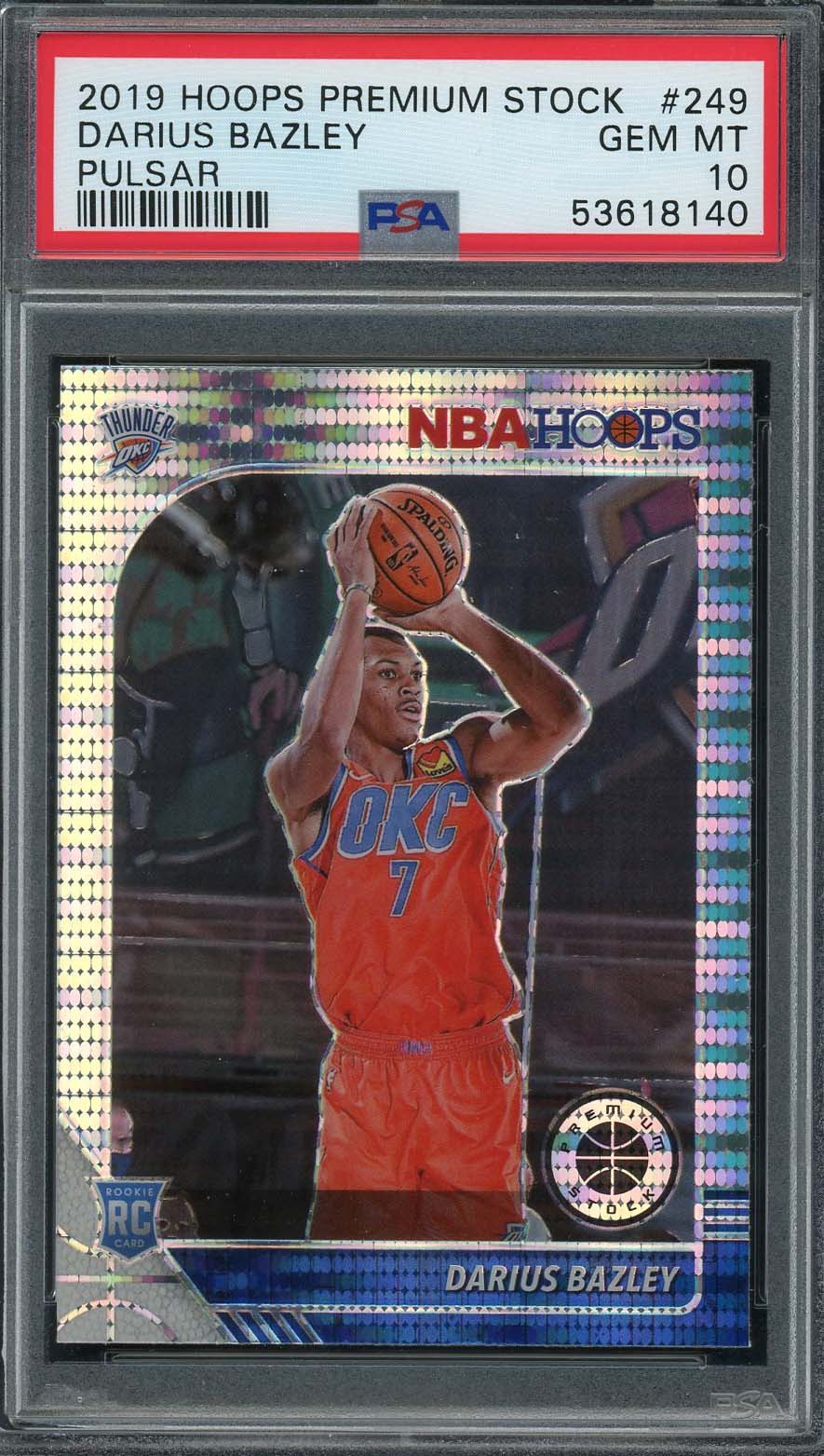 Darius Bazley 2019 Panini Hoops Premium Stock Pulsar Rookie Card #249 PSA 10 Darius Bazley 2019 Panini Hoops Premium Stock Pulsar Rookie Card #249 PSA 10
