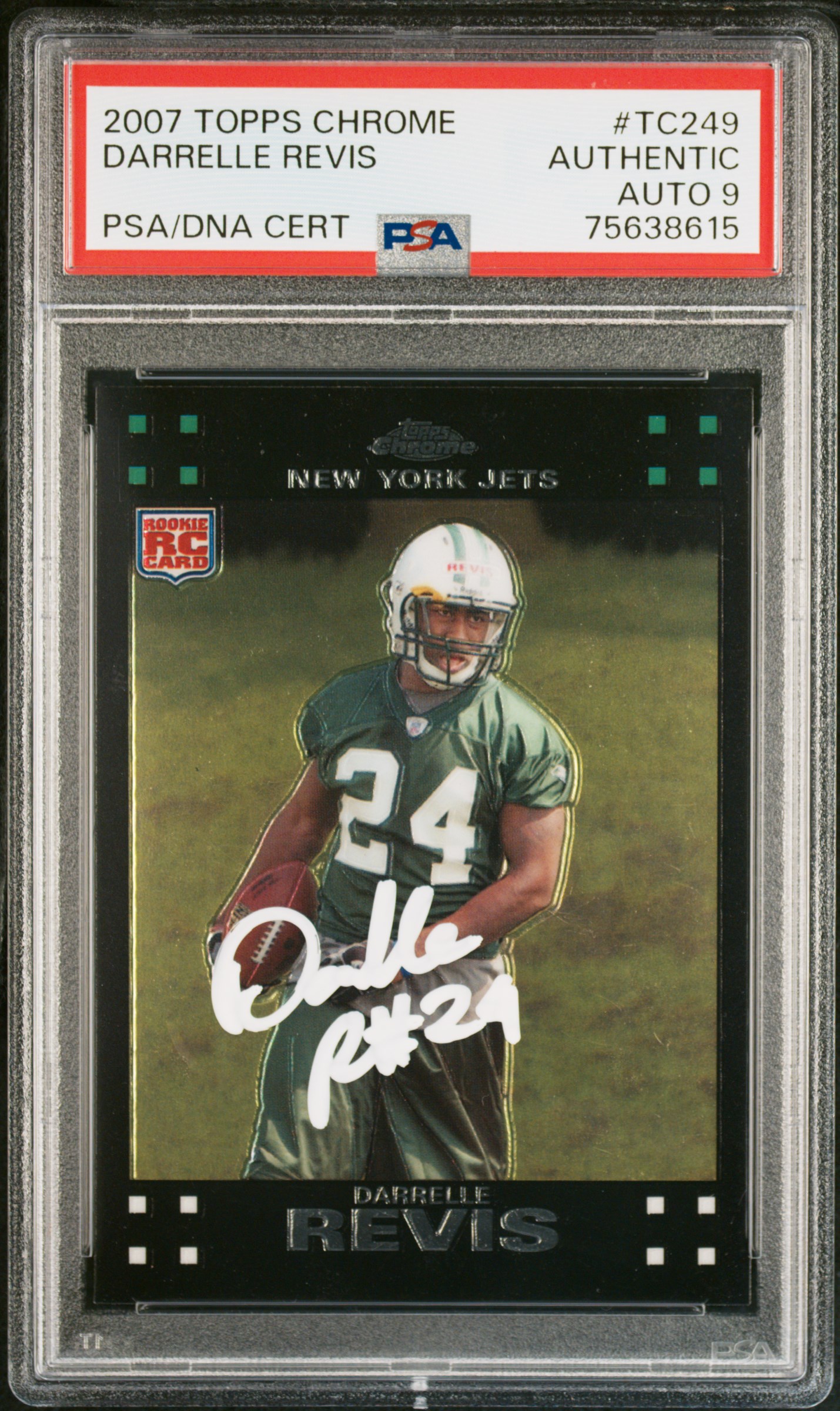 Darrelle Revis 2007 Topps Chrome Signed Rookie Card #TC249 Auto Graded PSA 9