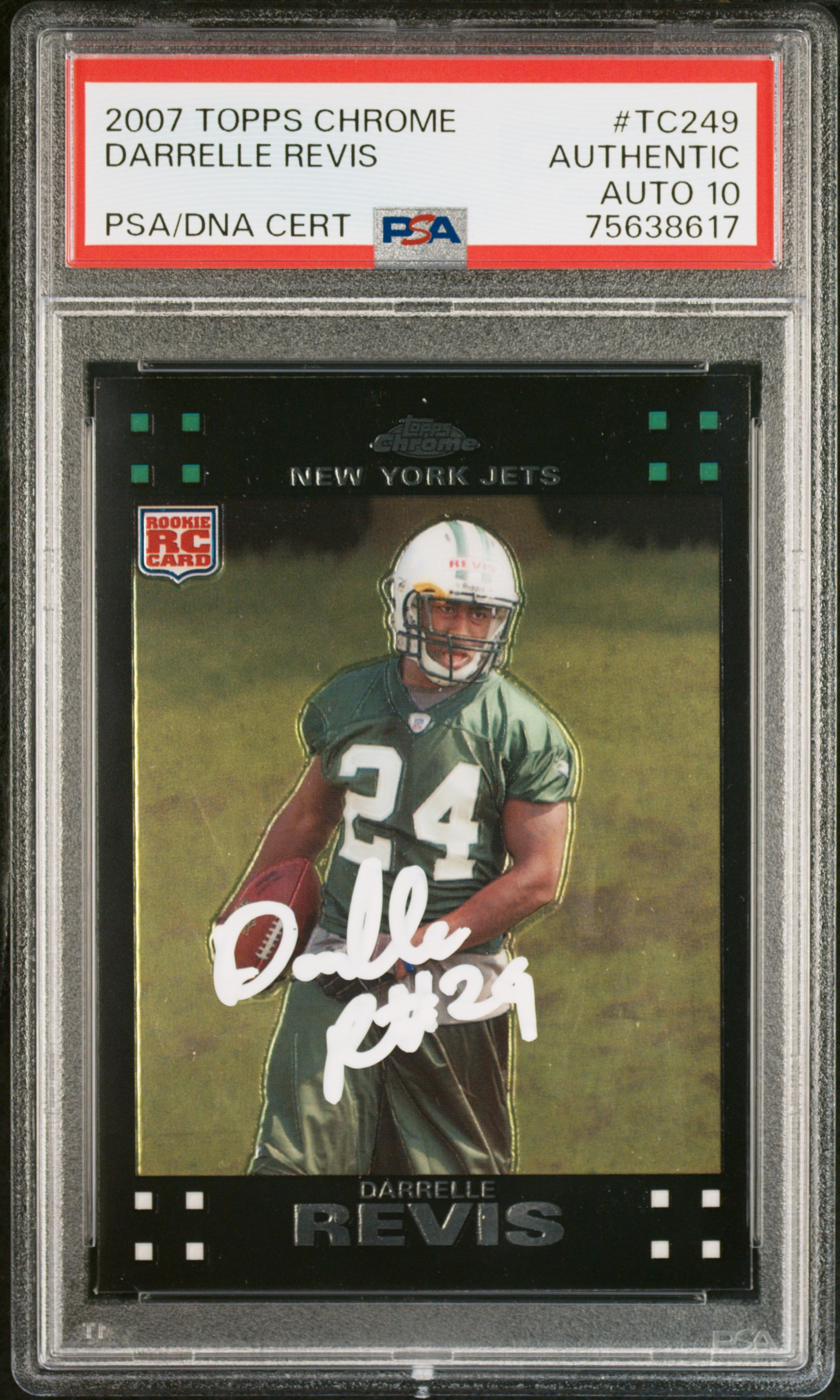 Darrelle Revis 2007 Topps Chrome Signed Rookie Card #TC249 Auto Graded PSA 10 A
