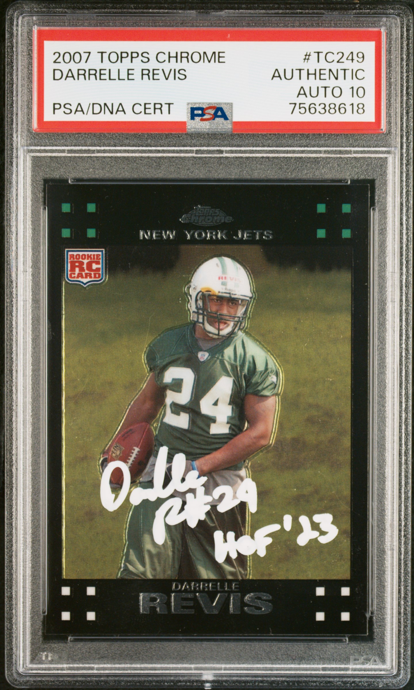 Darrelle Revis 2007 Topps Chrome Signed Rookie Card #TC249 HOF Auto PSA 10
