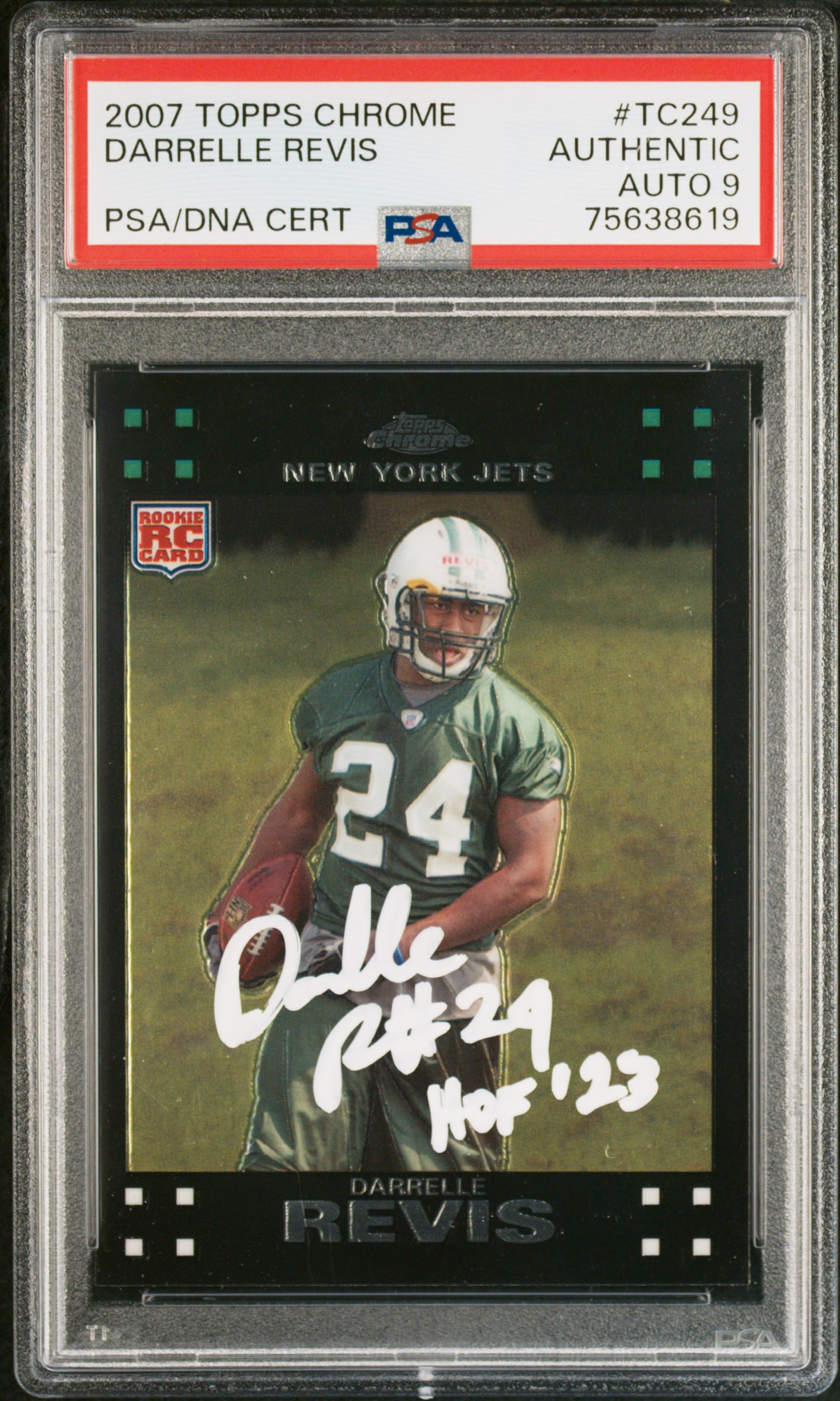 Darrelle Revis 2007 Topps Chrome Signed Rookie Card #TC249 HOF Auto PSA 9