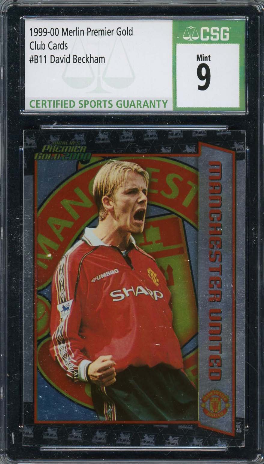 David Beckham 1999 Merlin Premier Gold Club Cards Soccer Card #B11 CSG 9
