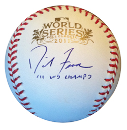 David Freese Signed 2011 World Series Baseball WS CHAMPS