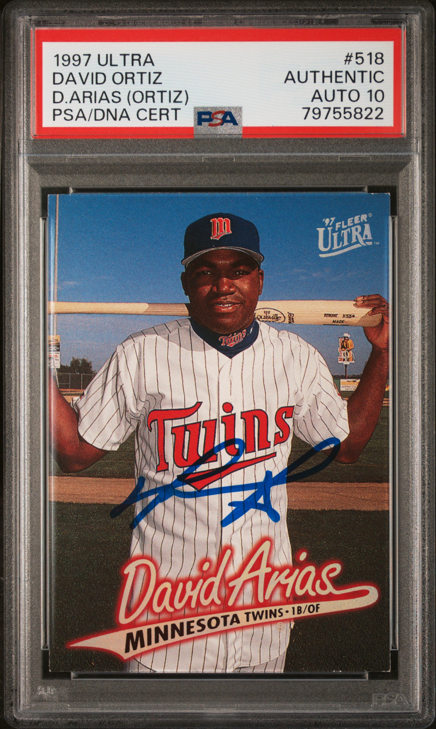 David Ortiz 1997 Ultra Signed Baseball Rookie Card #518 Auto Graded PSA 10