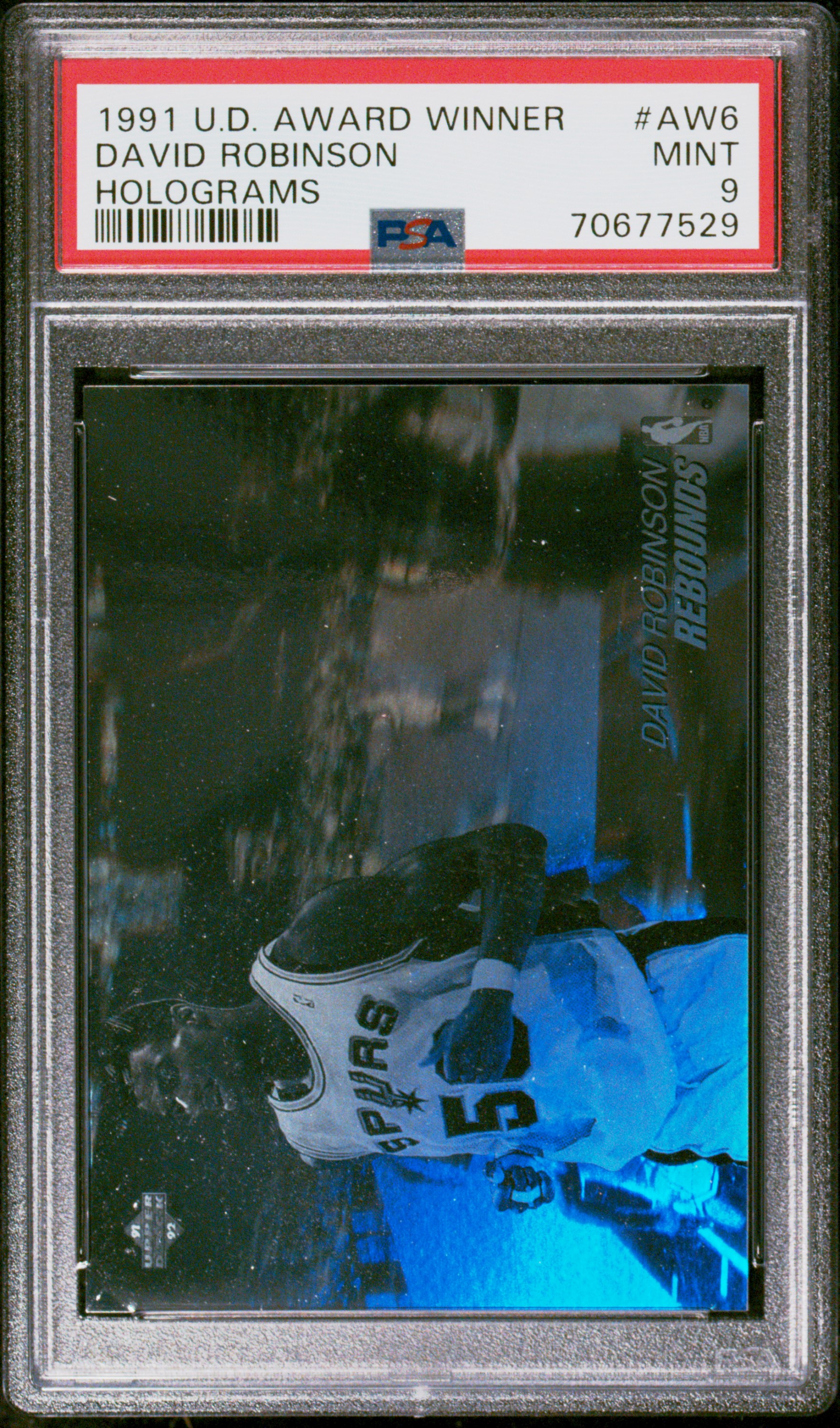 David Robinson 1991 Upper Deck Award Winner Holograms Card #AW6 Graded PSA 9