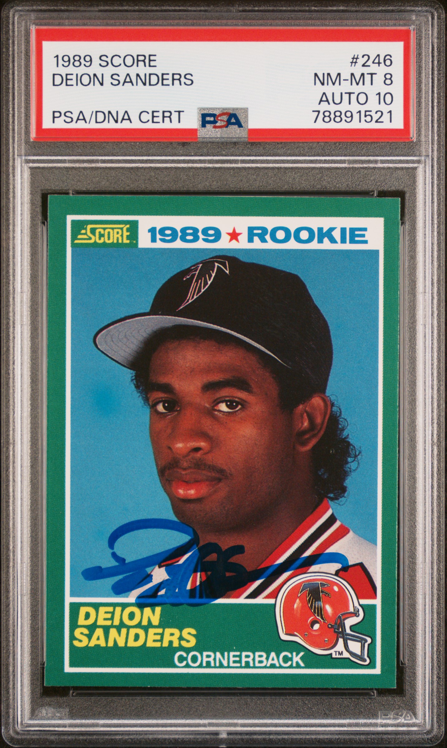 Deion Sanders 1989 Score Signed Rookie Card #246 Auto Graded PSA 10 78891521
