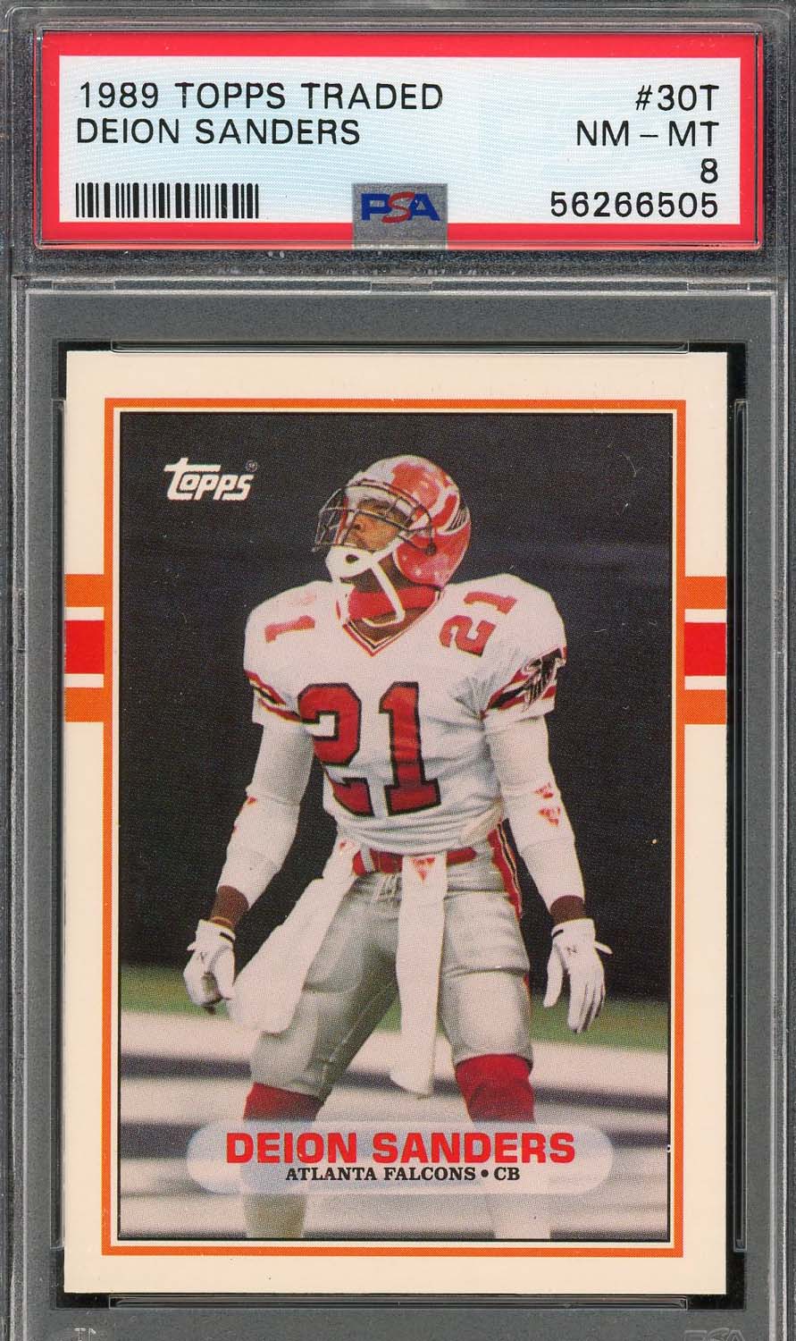 Deion Sanders 1989 Topps Traded Rookie Football RC #30T Graded PSA 8