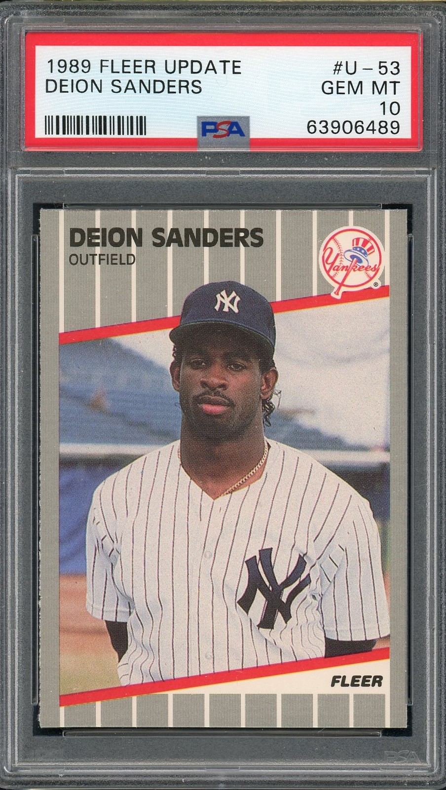 Deion Sanders 1989 Fleer Update Baseball Rookie Card #U-53 Graded PSA 10