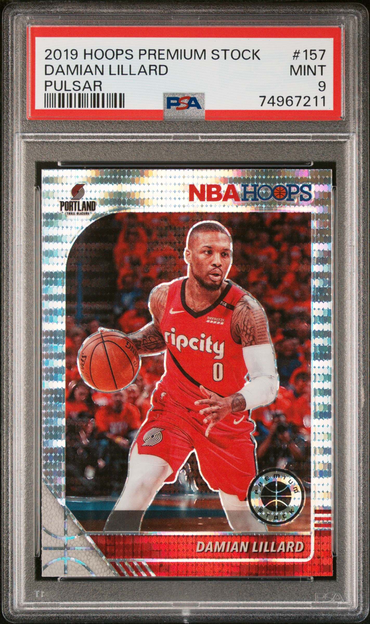 Damian Lillard 2019 Panini Hoops Premium Stock Pulsar Card #157 Graded PSA 9