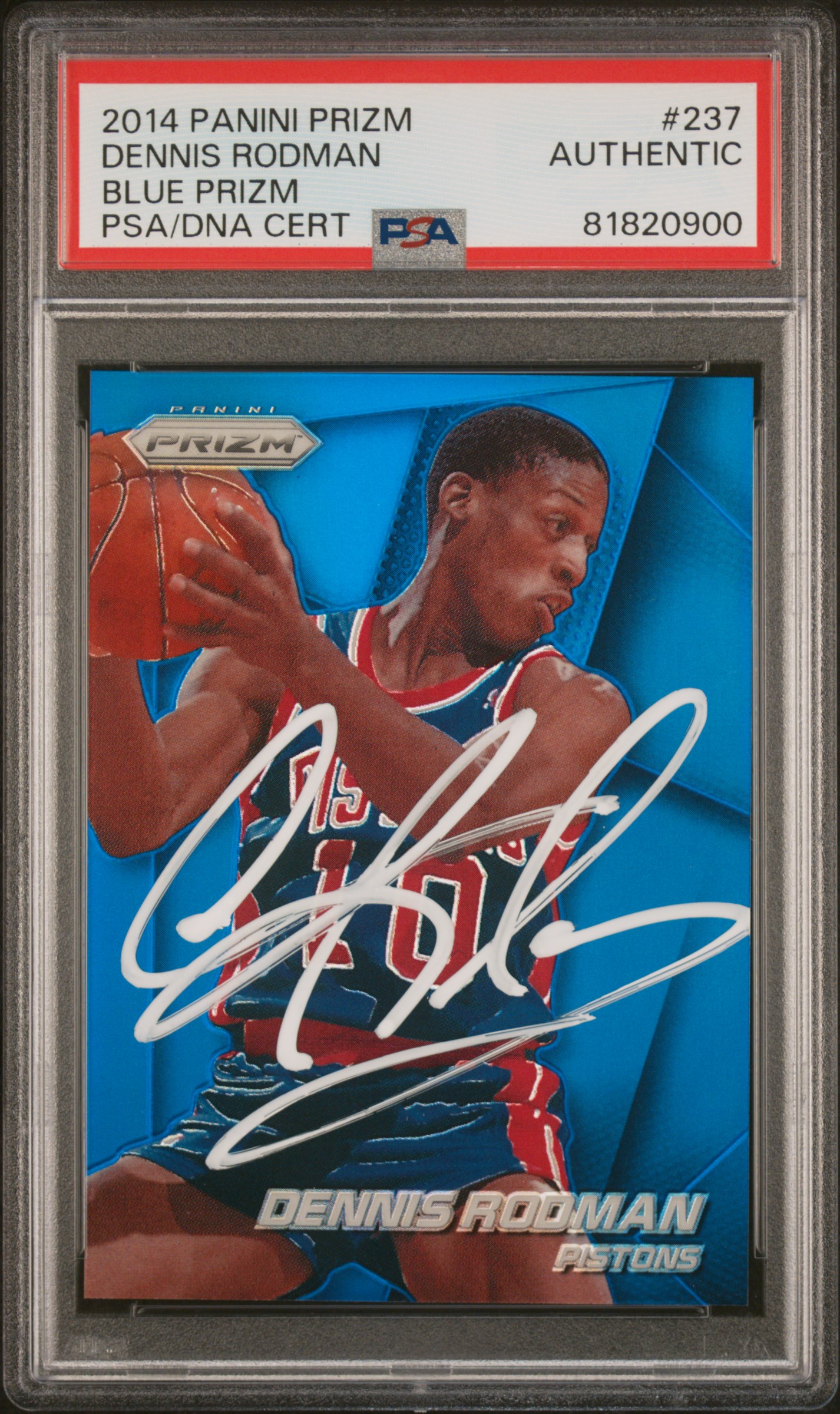 Dennis Rodman 2014 Panini Blue Prizm Basketball Signed Card #237 Auto PSA 60/99