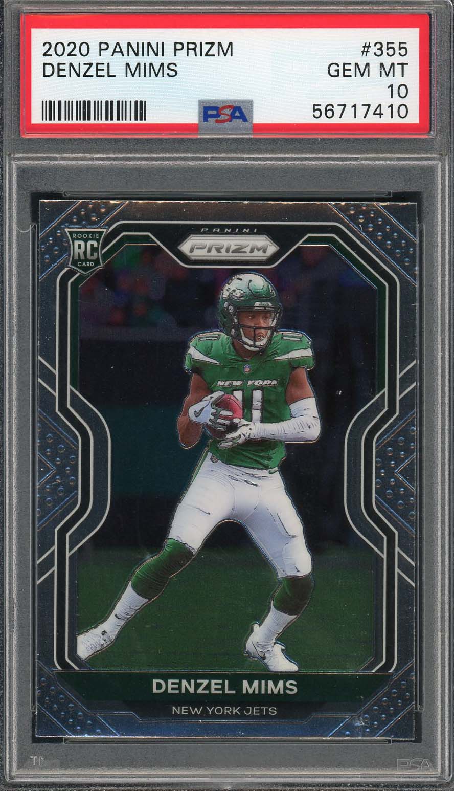 Denzel Mims 2020 Panini Prizm Football Rookie Card RC #355 Graded PSA 10