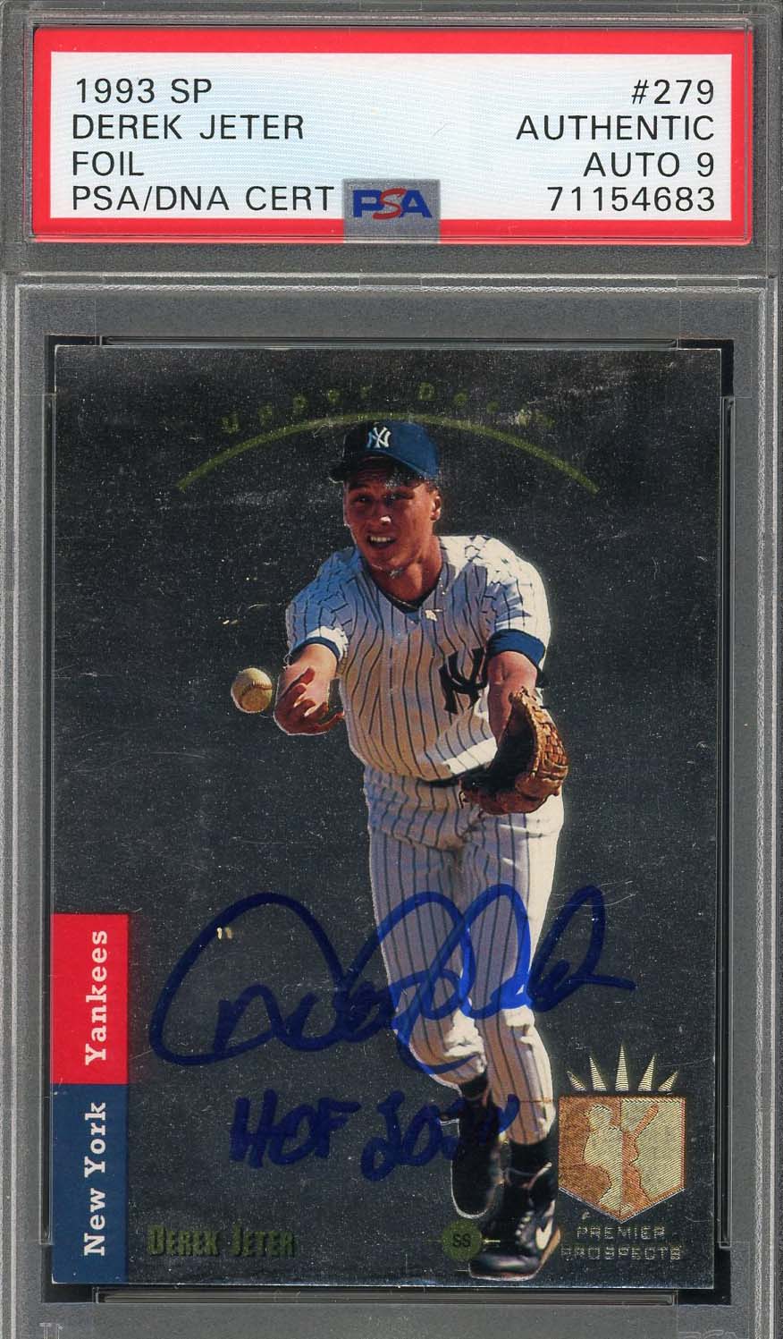 Derek Jeter 1993 Upper Deck SP Foil Signed Rookie Card #279 HOF Auto Graded PSA 9