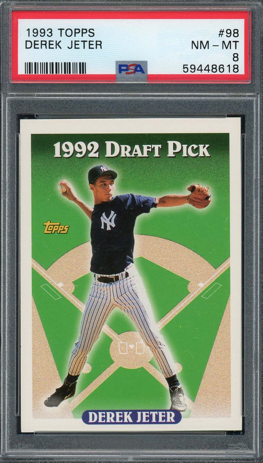 Derek Jeter 1993 Topps Baseball Rookie Card RC #98 Graded PSA 8