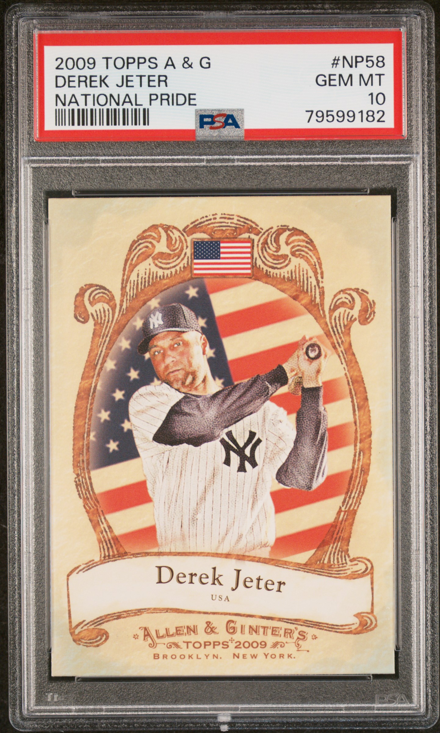 Derek Jeter 2009 Topps Allen & Ginter National Pride Card #NP58 Graded PSA 10