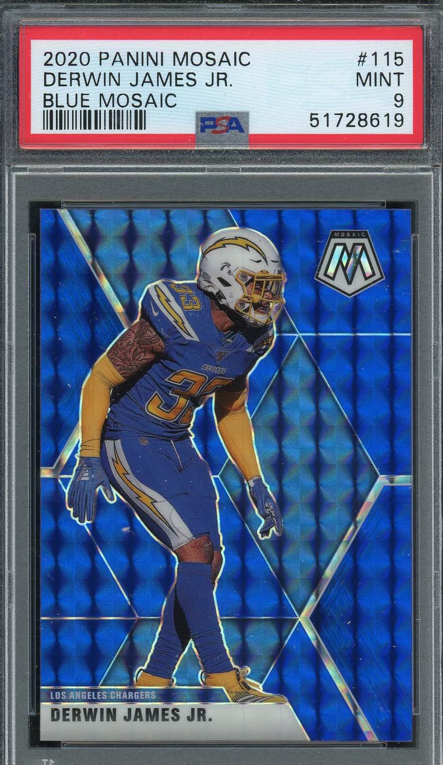 Derwin James Jr 2020 Panini Mosaic Blue Football Card #115 PSA 9 /99