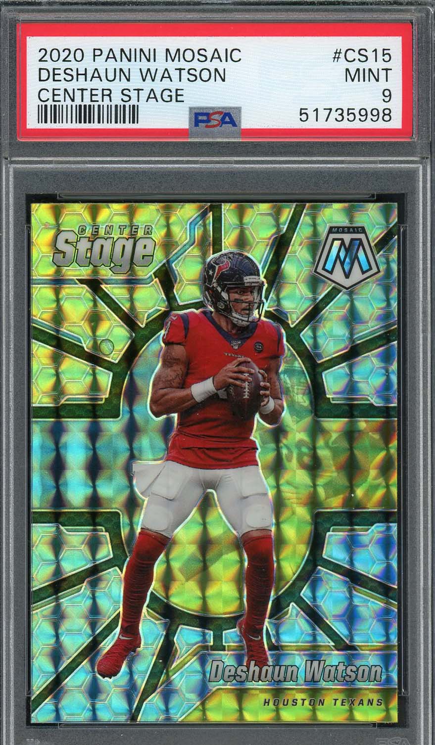 Deshaun Watson 2020 Panini Mosaic Center Stage Football Card #CS15 PSA 9 Deshaun Watson 2020 Panini Mosaic Center Stage Football Card #CS15 PSA 9