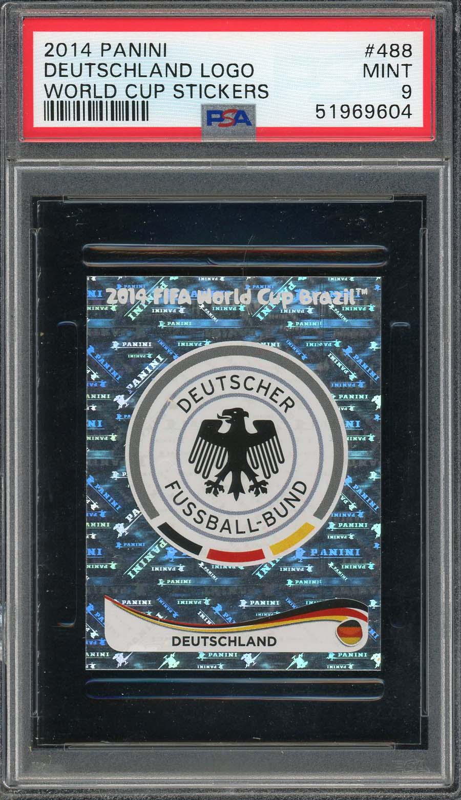 Deutschland Logo 2014 Panini World Cup Stickers Card #488 PSA 9