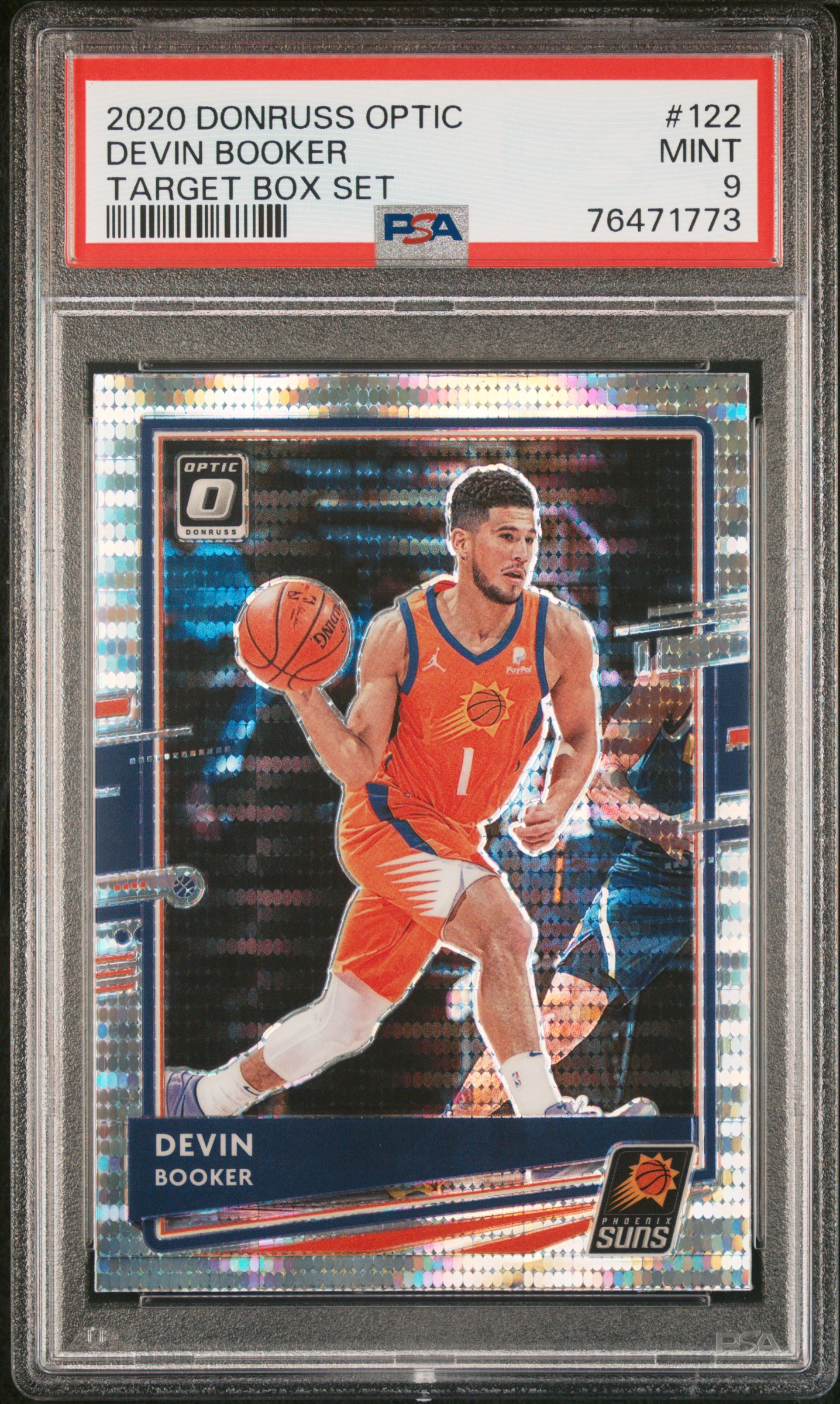 Devin Booker 2020 Panini Donruss Optic Target Box Set Card #122 Graded PSA 9