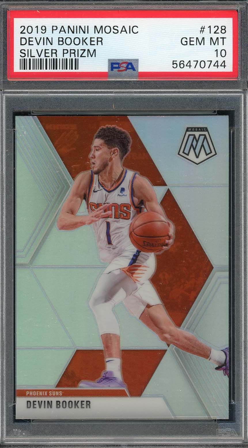 Devin Booker 2019 Panini Mosaic Silver Prizm Basketball Card #128 Graded PSA 10 Devin Booker 2019 Panini Mosaic Silver Prizm Basketball Card #128 Graded PSA 10