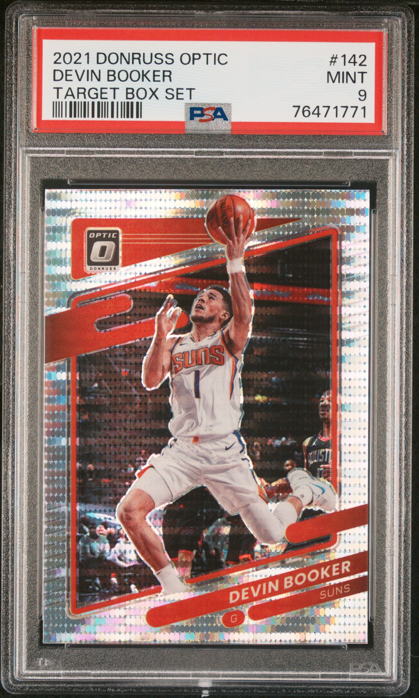 Devin Booker 2021 Panini Donruss Optic Target Box Set Card #142 Graded PSA 9