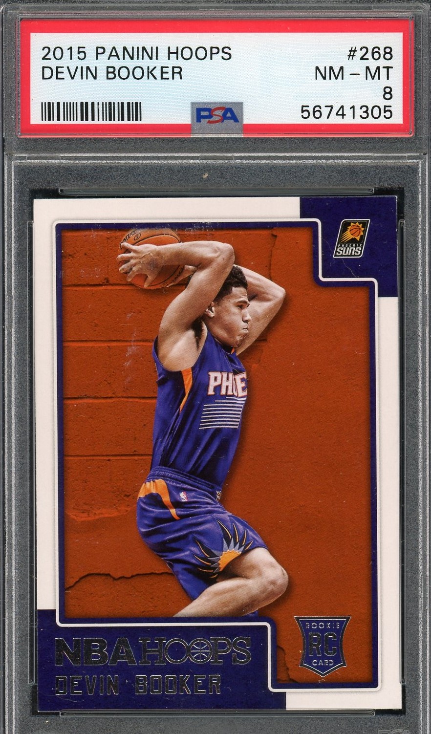 Devin Booker 2015 Panini Hoops Basketball Rookie Card #268 Graded PSA 8