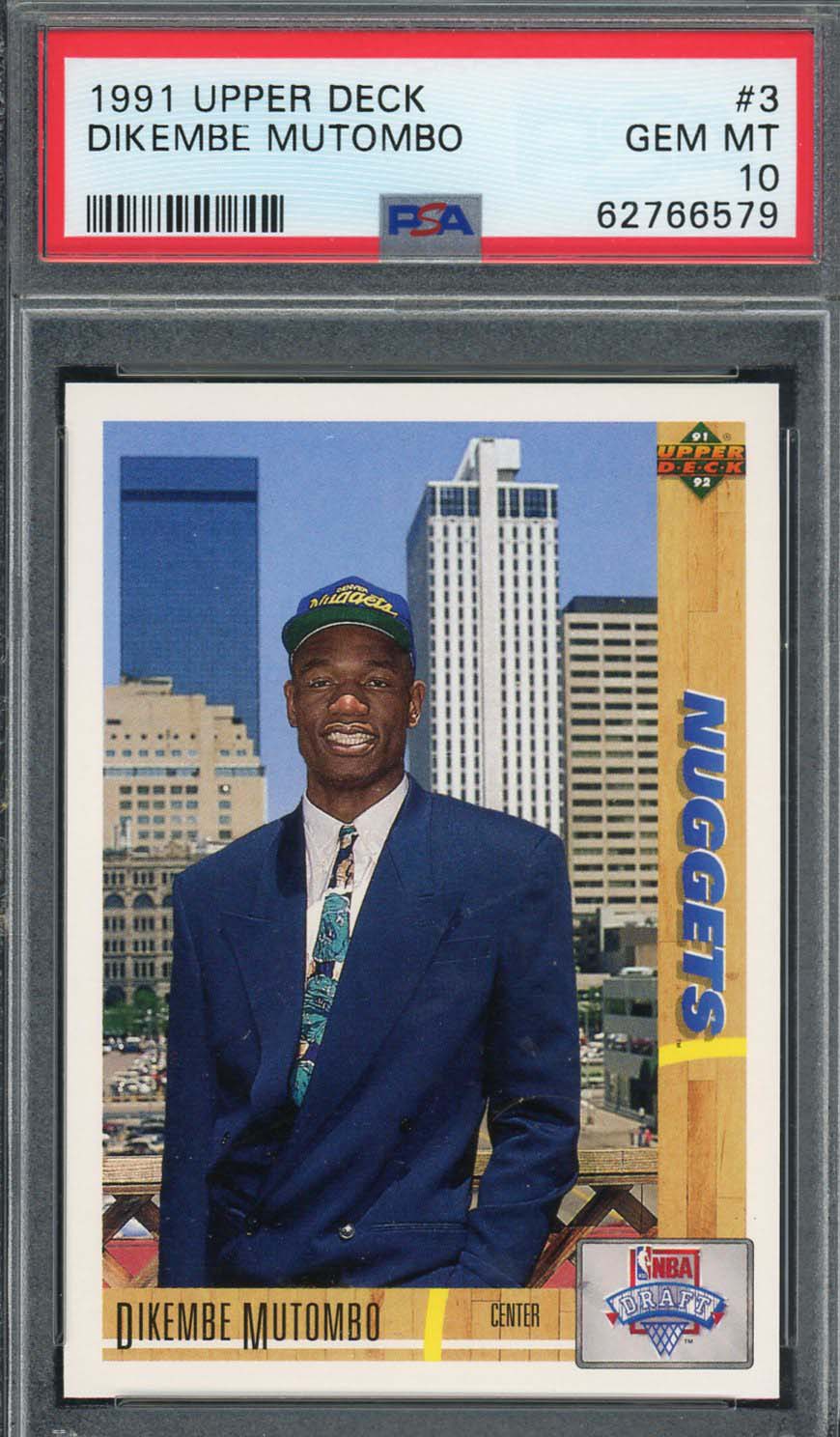 Dikembe Mutombo 1991 Upper Deck Basketball Rookie Card RC #3 Graded PSA 10