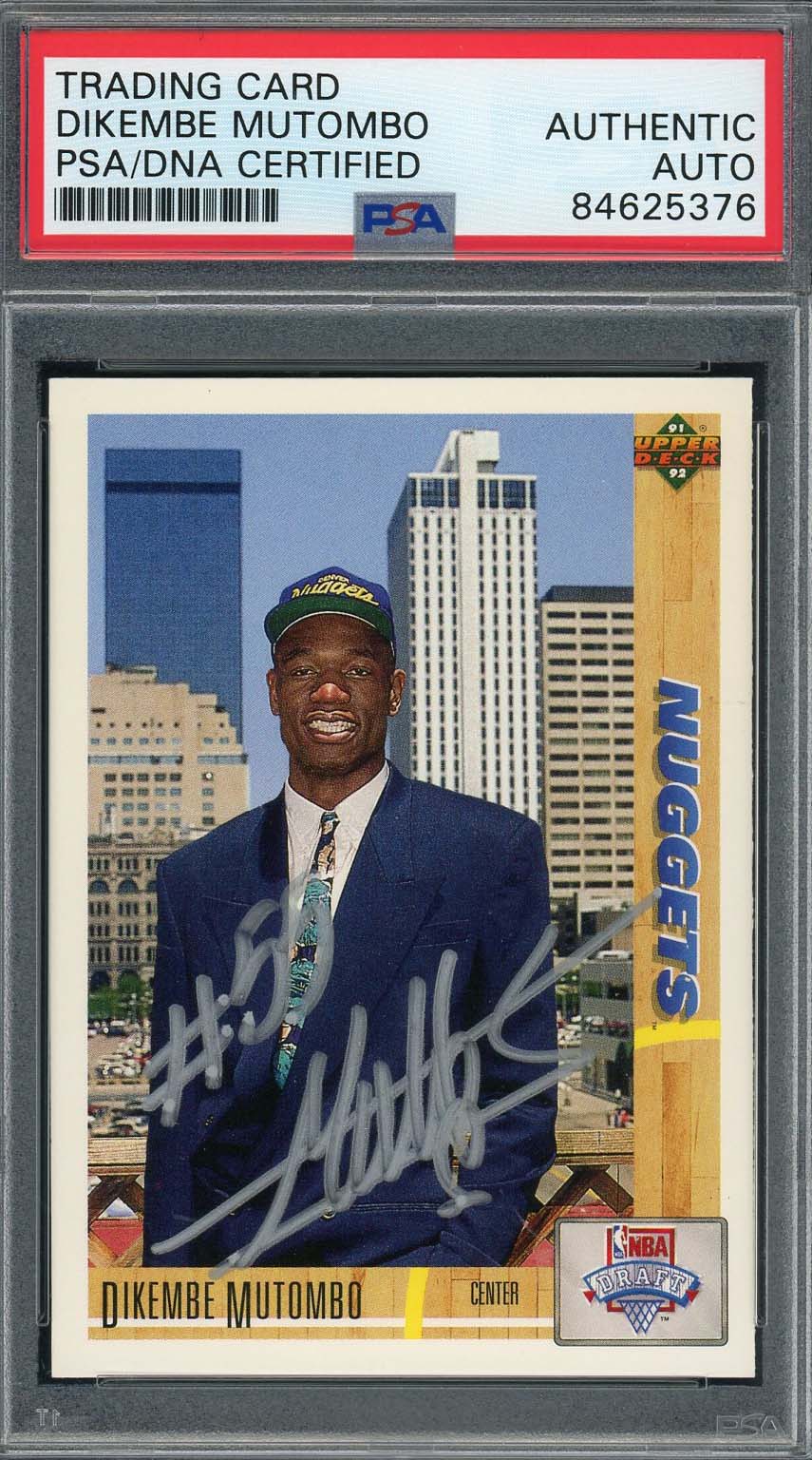 Dikembe Mutombo Autographed 1991 Upper Deck Signed Rookie Card #3 Auto PSA Dikembe Mutombo Autographed 1991 Upper Deck Signed Rookie Card #3 Auto PSA