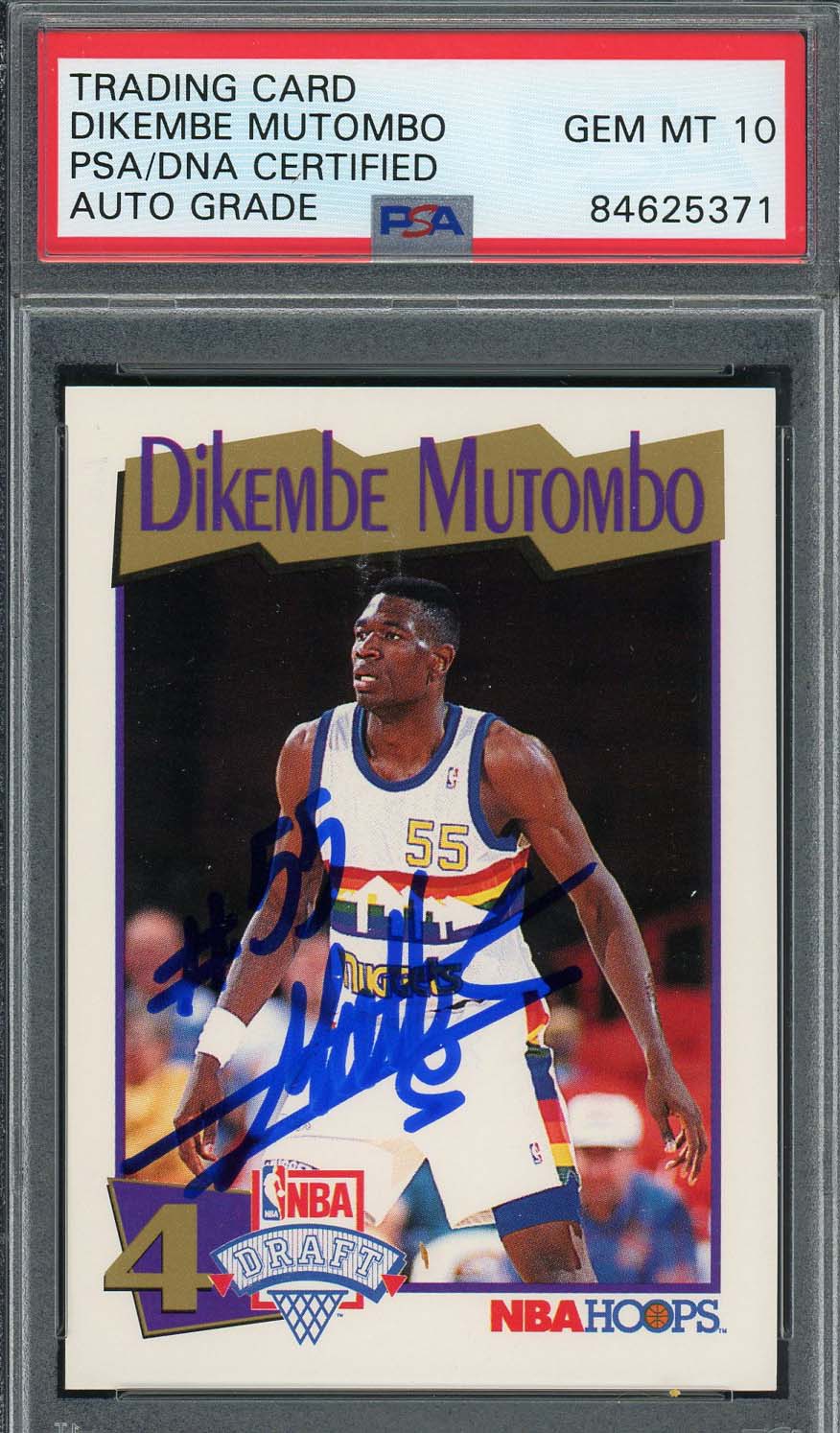 Dikembe Mutombo Autographed 1991 Hoops Signed Rookie Card #549 Auto PSA 10 Dikembe Mutombo Autographed 1991 Hoops Signed Rookie Card #549 Auto PSA 10