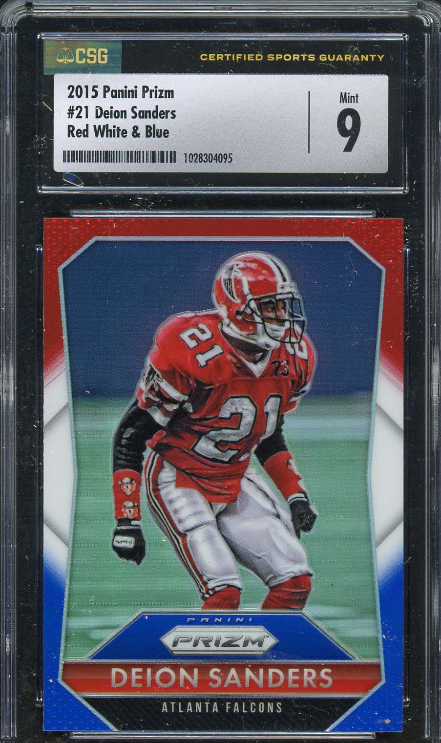 Deion Sanders 2015 Panini Prizm Red White Blue Football Card #21 Graded CSG 9