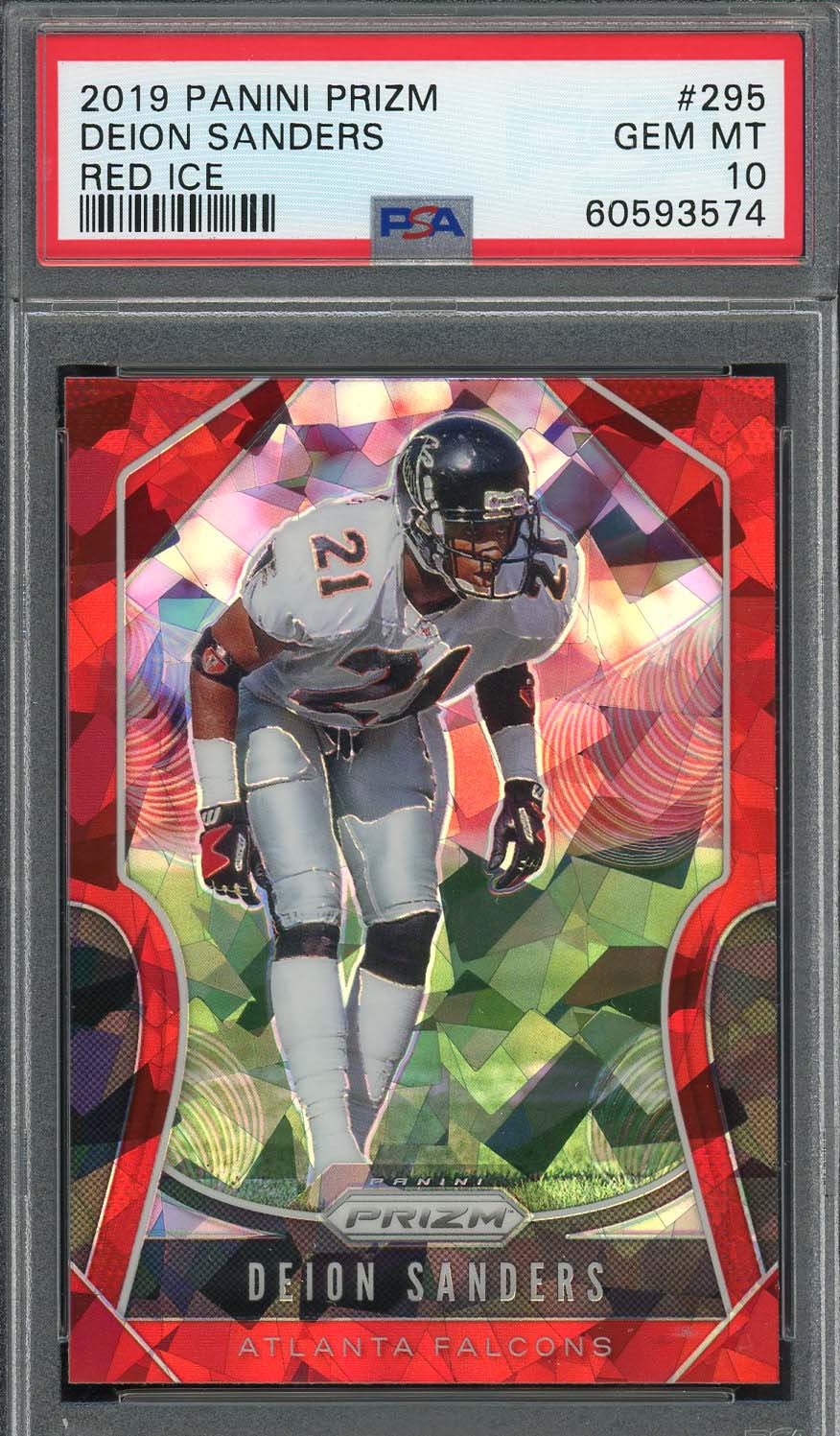 Deion Sanders 2019 Panini Red Ice Football Card #295 Graded PSA 10