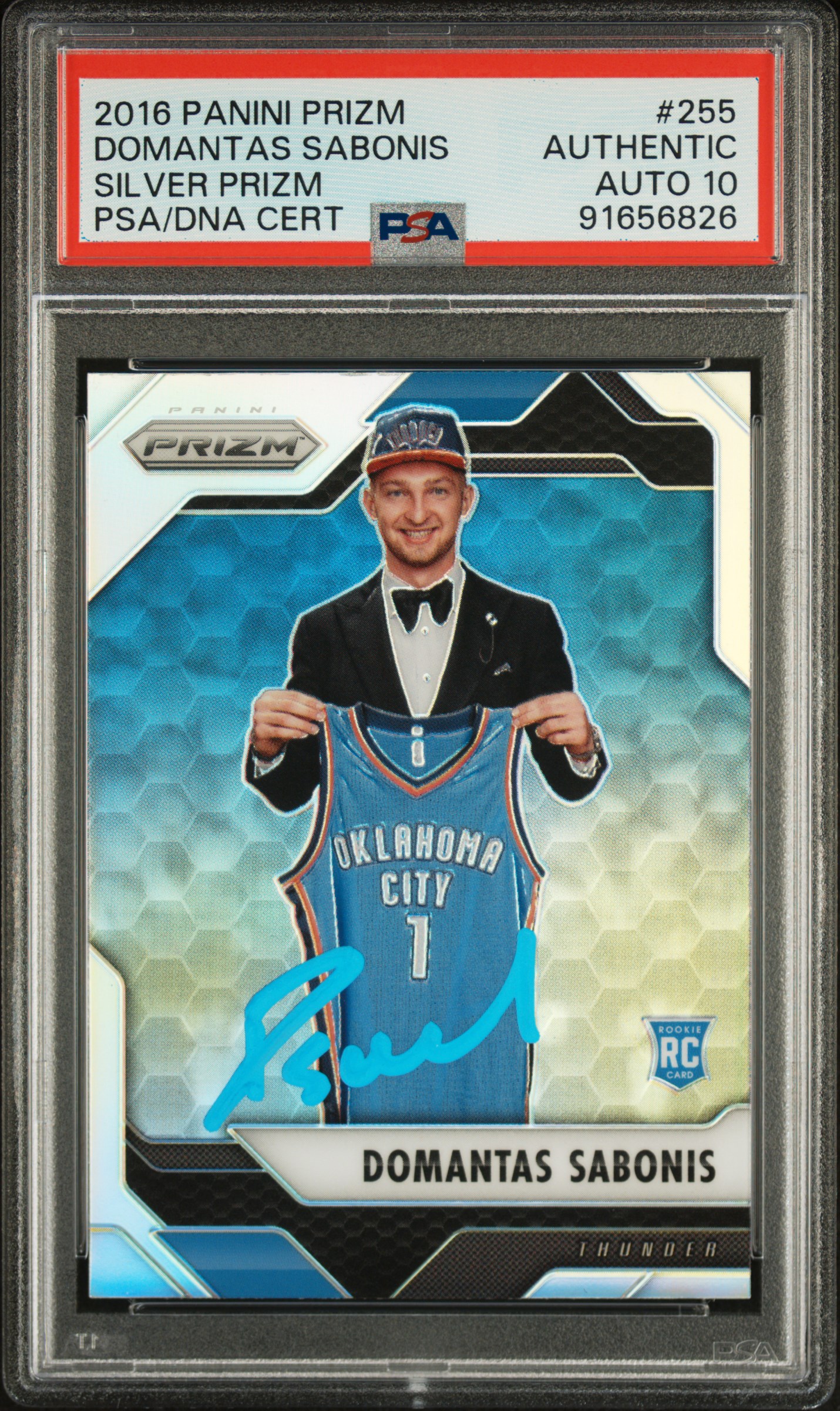 Domantas Sabonis 2016 Panini Prizm Silver Signed Rookie Card #255 Auto PSA 10