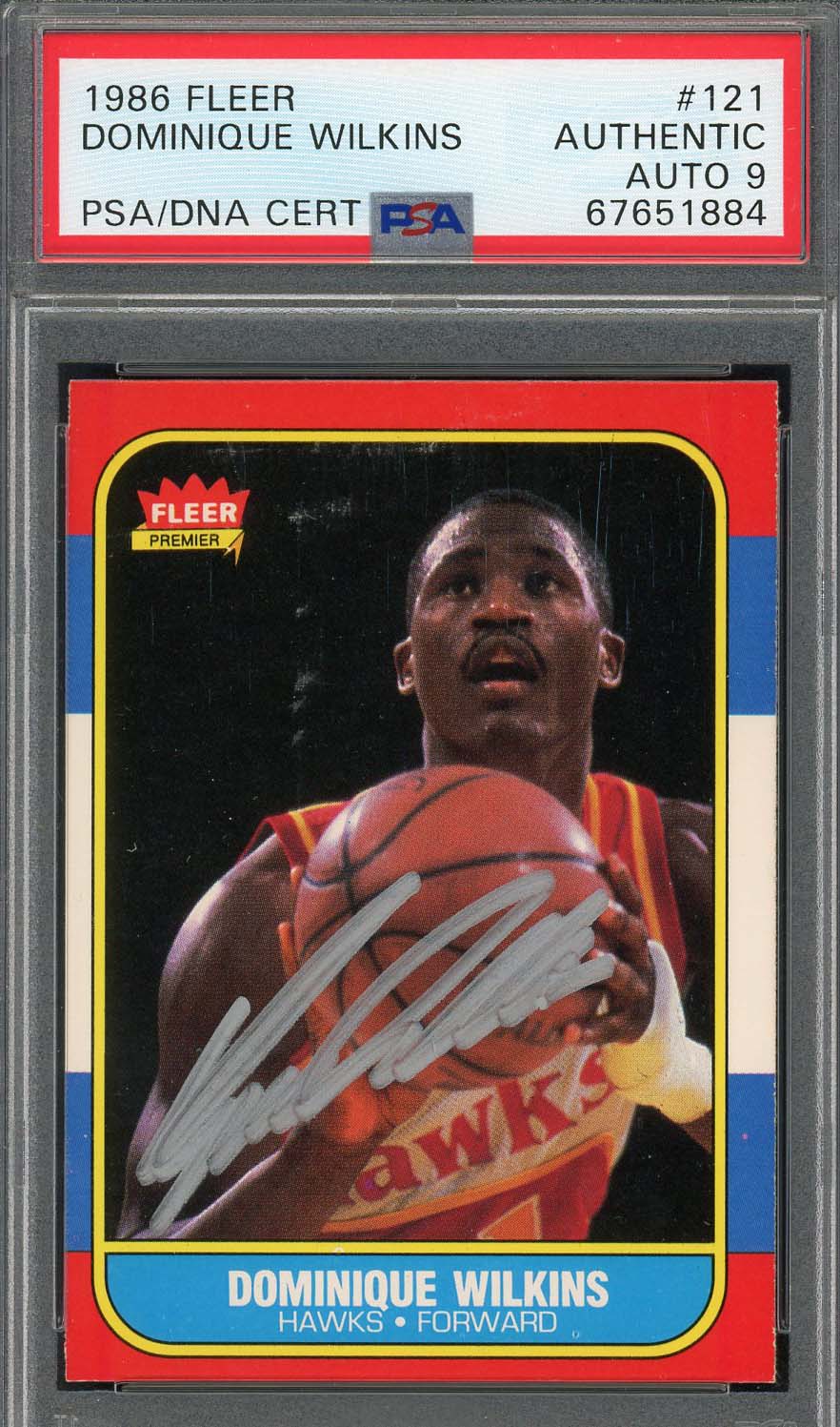 Dominique Wilkins 1986 Fleer Signed Rookie Card #121 Auto Graded PSA 9 67651884