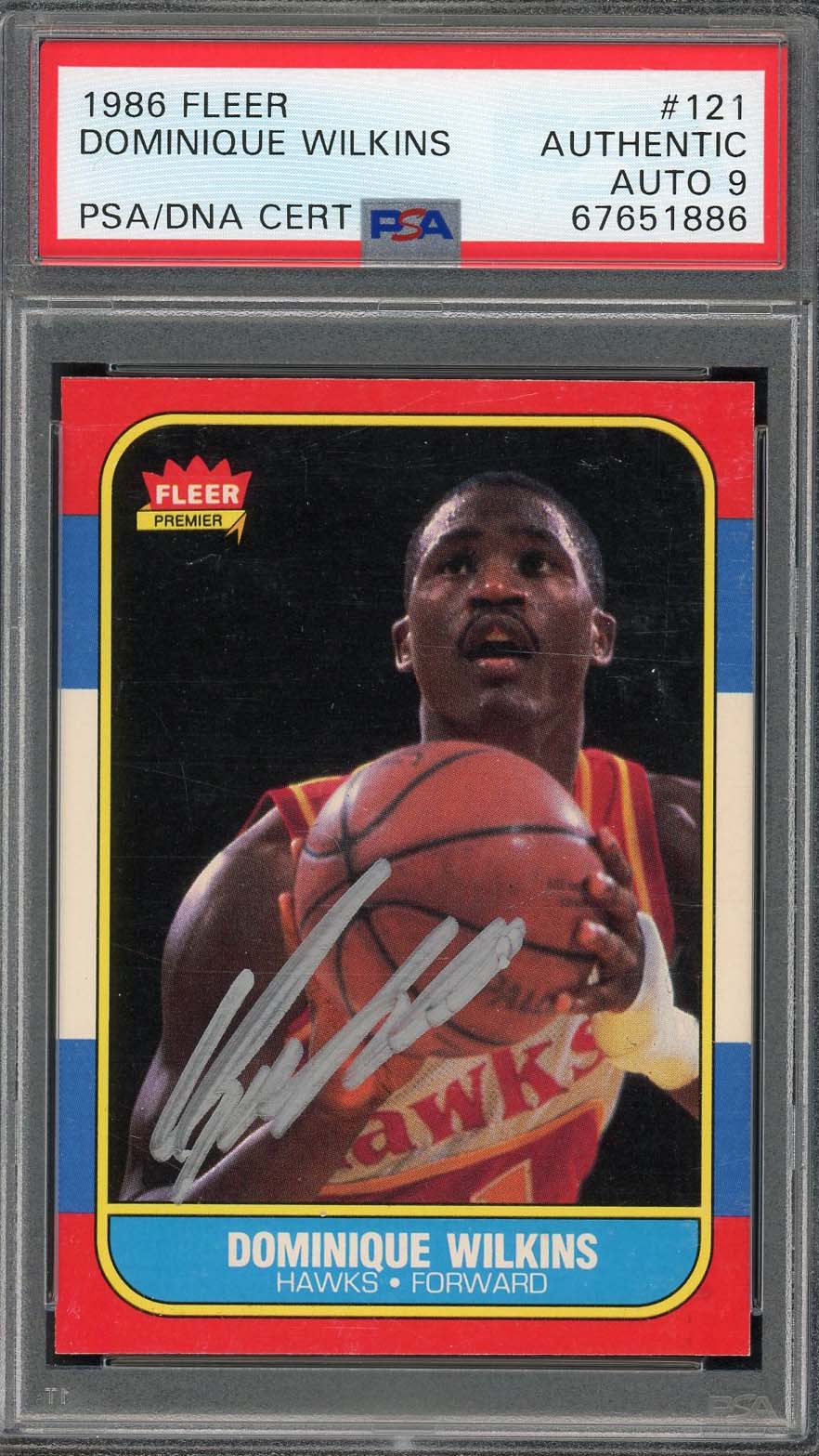 Dominique Wilkins 1986 Fleer Signed Rookie Card #121 Auto Graded PSA 9 67651886