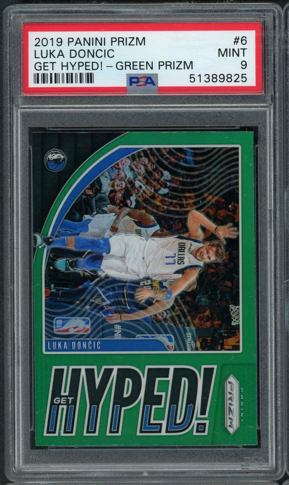 Luka Doncic 2019 Panini Green Prizm Get Hyped Basketball Card #6 Graded PSA 9 MINT